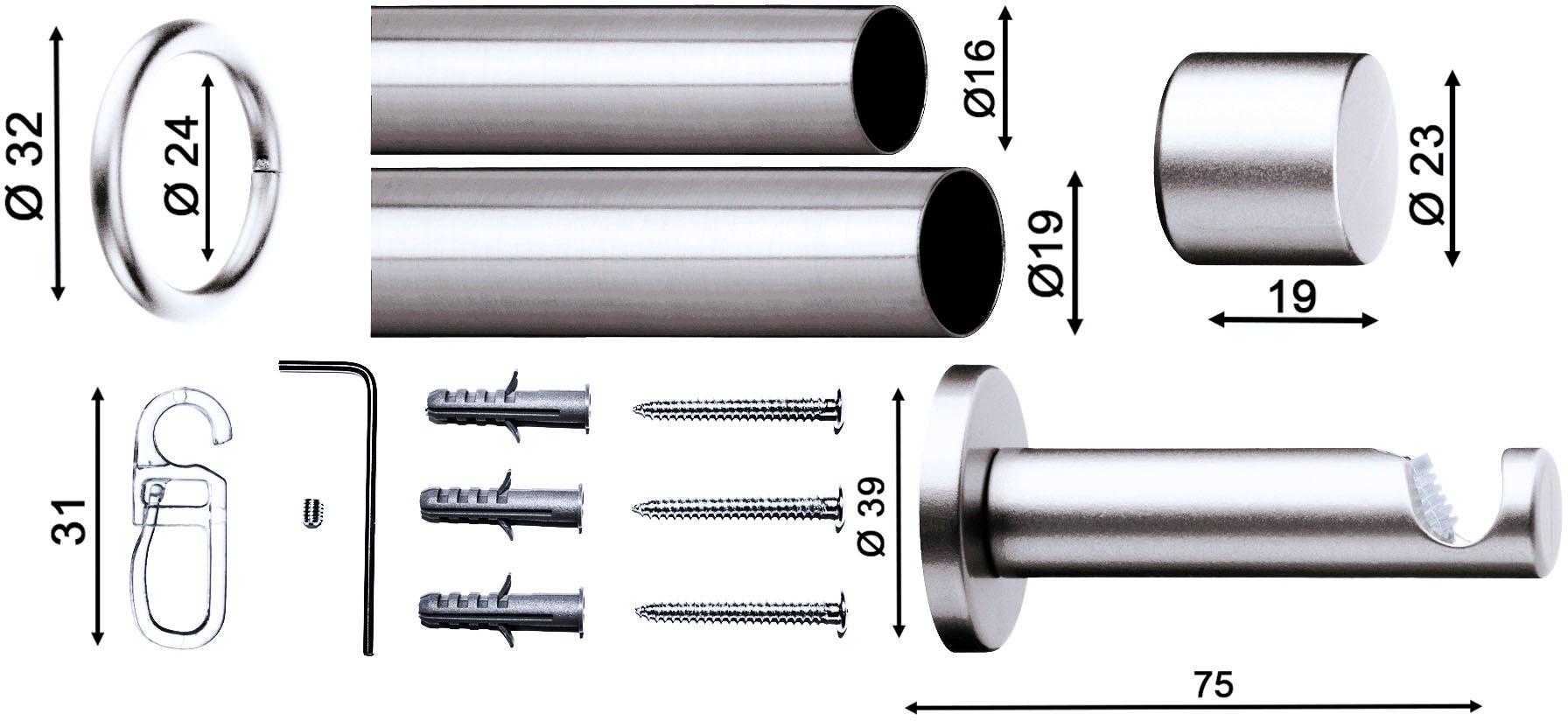 indeko Gardinenstange "Andrax" Ø 20 mm 1 läufig-läufig ausziehbar stufenlos günstig online kaufen