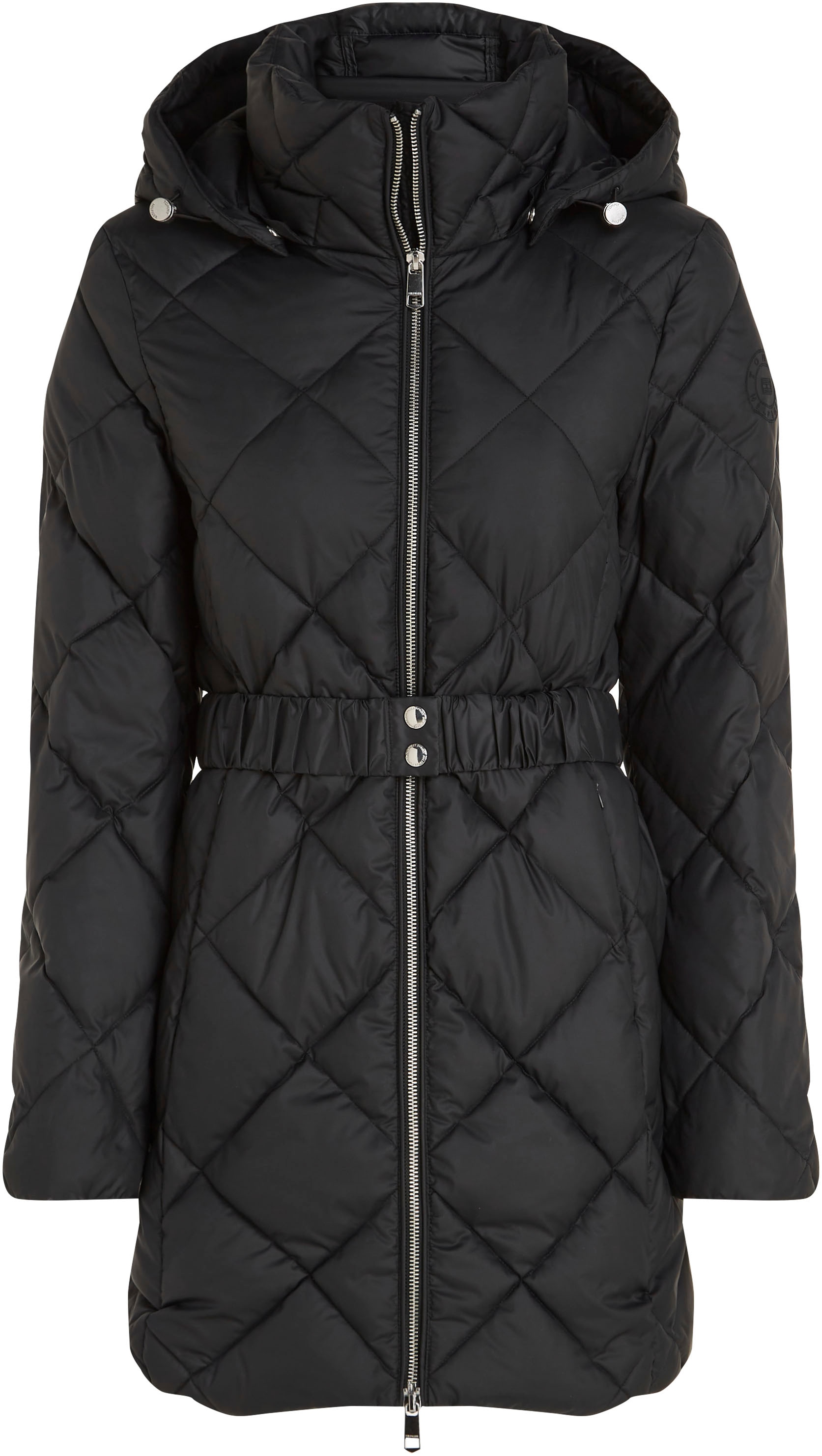 Tommy Hilfiger Steppmantel »ELEVATED BELTED QUILTED COAT«, mit abnehmbarer Kapuze