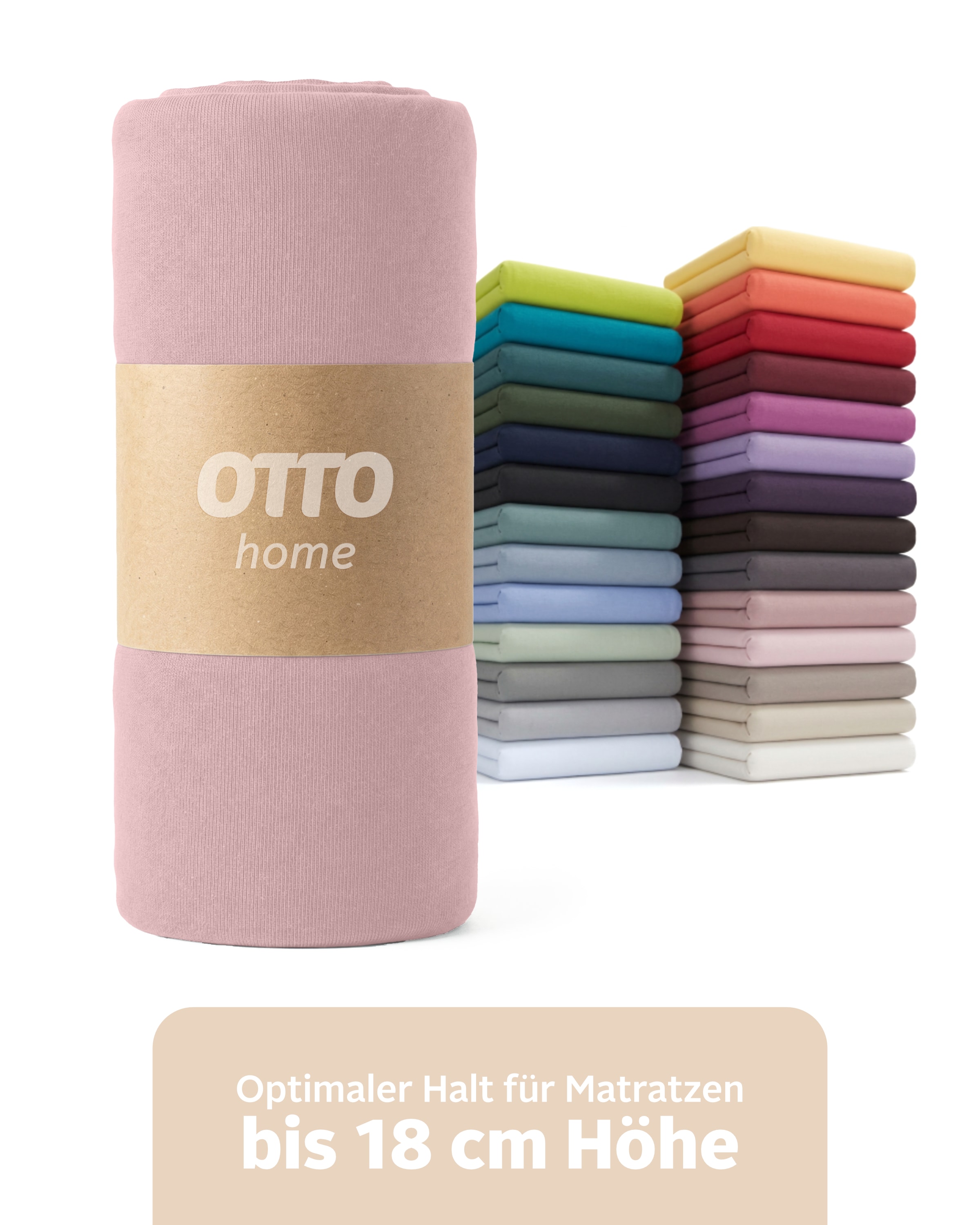 OTTO home Spannbettlaken "Physalis Basic und PREMIUM Qualität, 100% Baumwolle, Jersey und Biber" Bettlaken für Matratzen bis 18 cm Höhe, Spannbetttuch, Laken