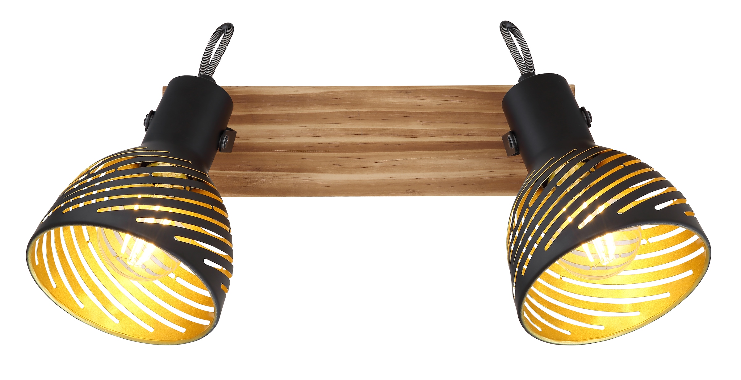 GLOBO LIGHTING Deckenstrahler »LENNA«, Leuchtmittel E27 | ohne Leuchtmittel, Deckenspot/Holz/goldfarben/Dekorschlitze/Flur
