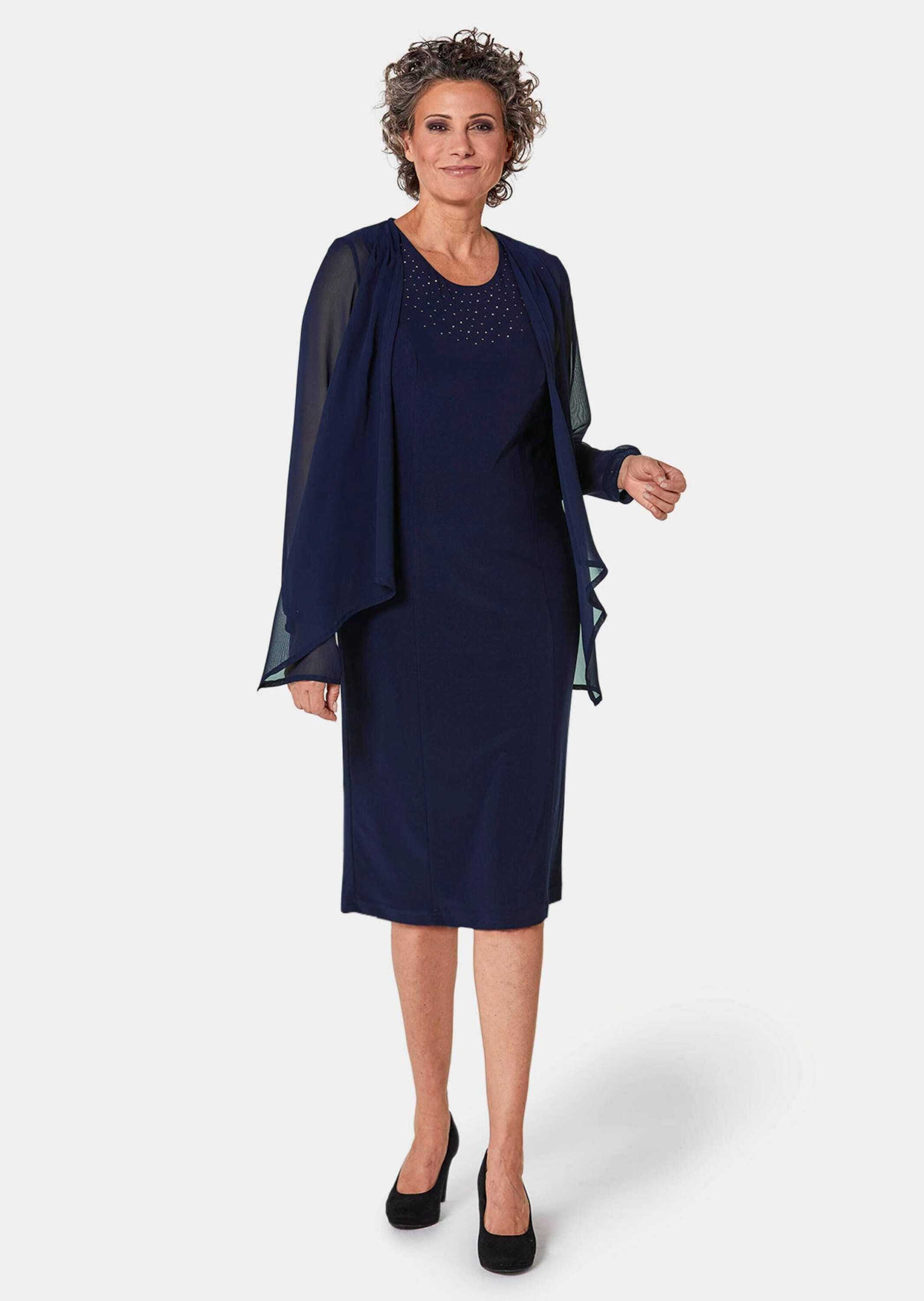 GOLDNER 2-in-1-Kleid "Kurzgröße Kleid mit feinem Chiffonjäckchen" Mit schim günstig online kaufen