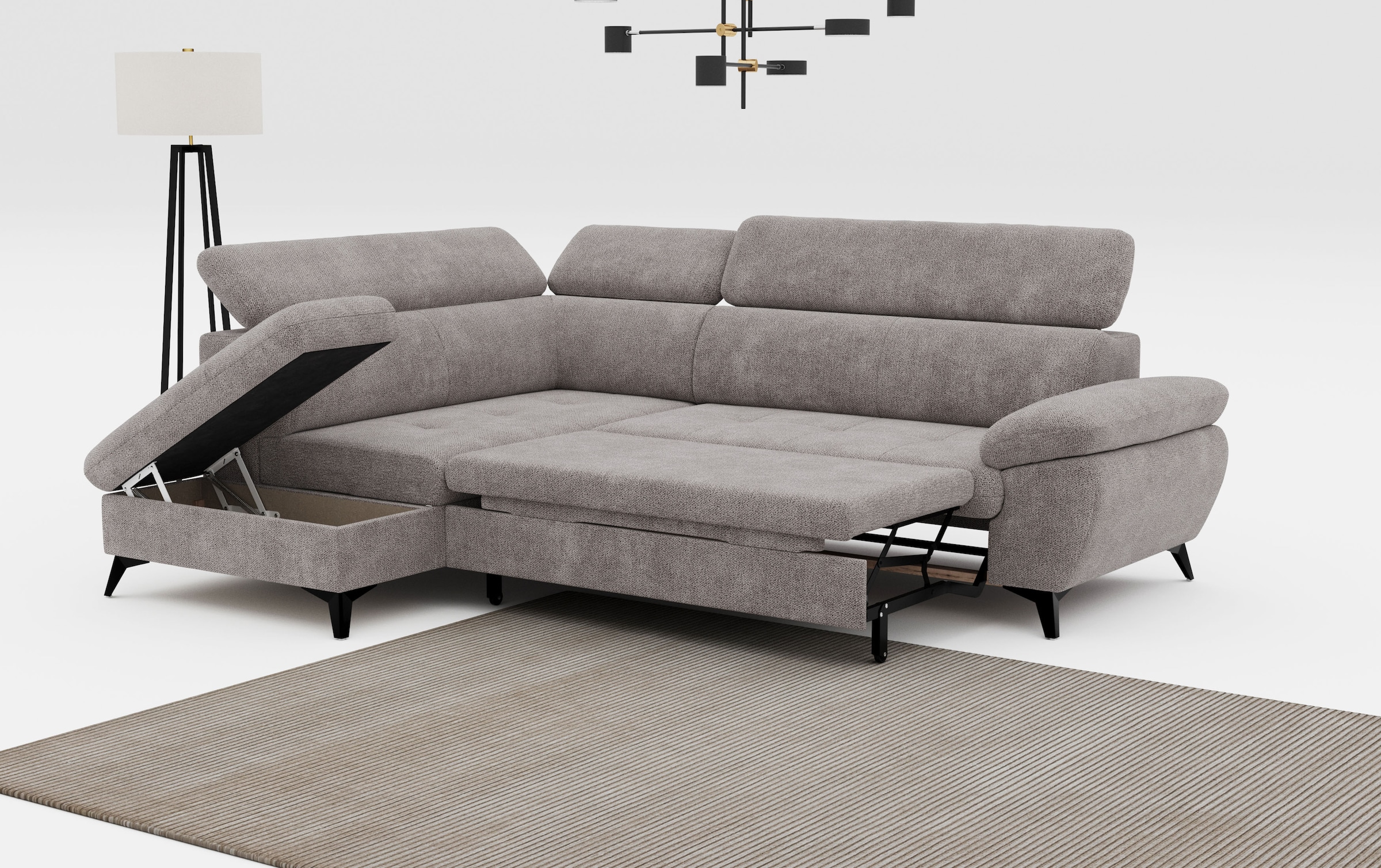 COTTA Ecksofa »Hudson L-Form«, mit Kopfteilverstellung, wahlweise mit Bettfunktion & Bettkasten