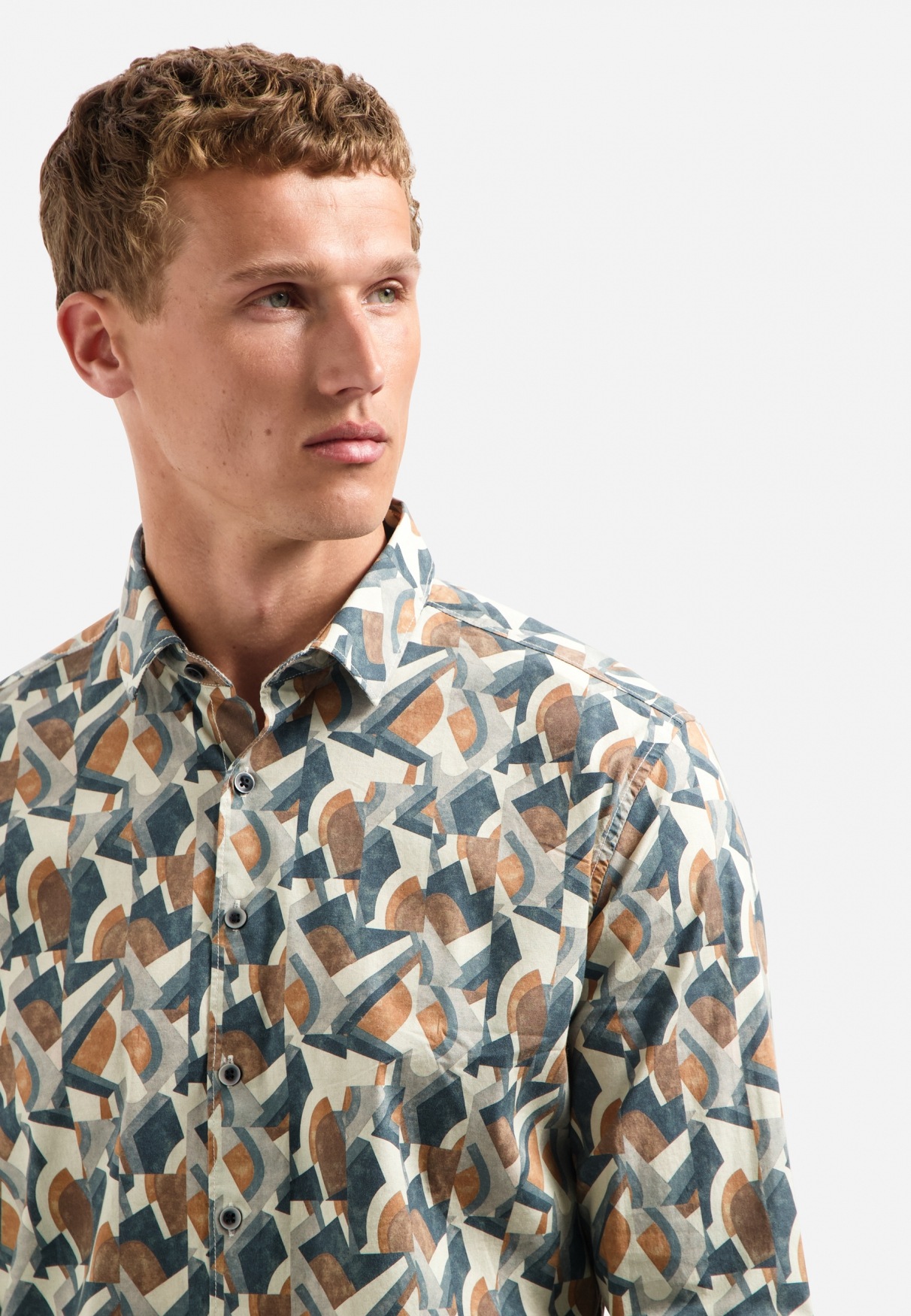 Langarmhemd NO EXCESS "No Excess Bedrucktes Hemd Shirt Stretch Allover Printed", Herren, Gr. XL, Normalgrößen, night, 97% Baumwolle, 3% Elasthan, regular fit, Hemden 3