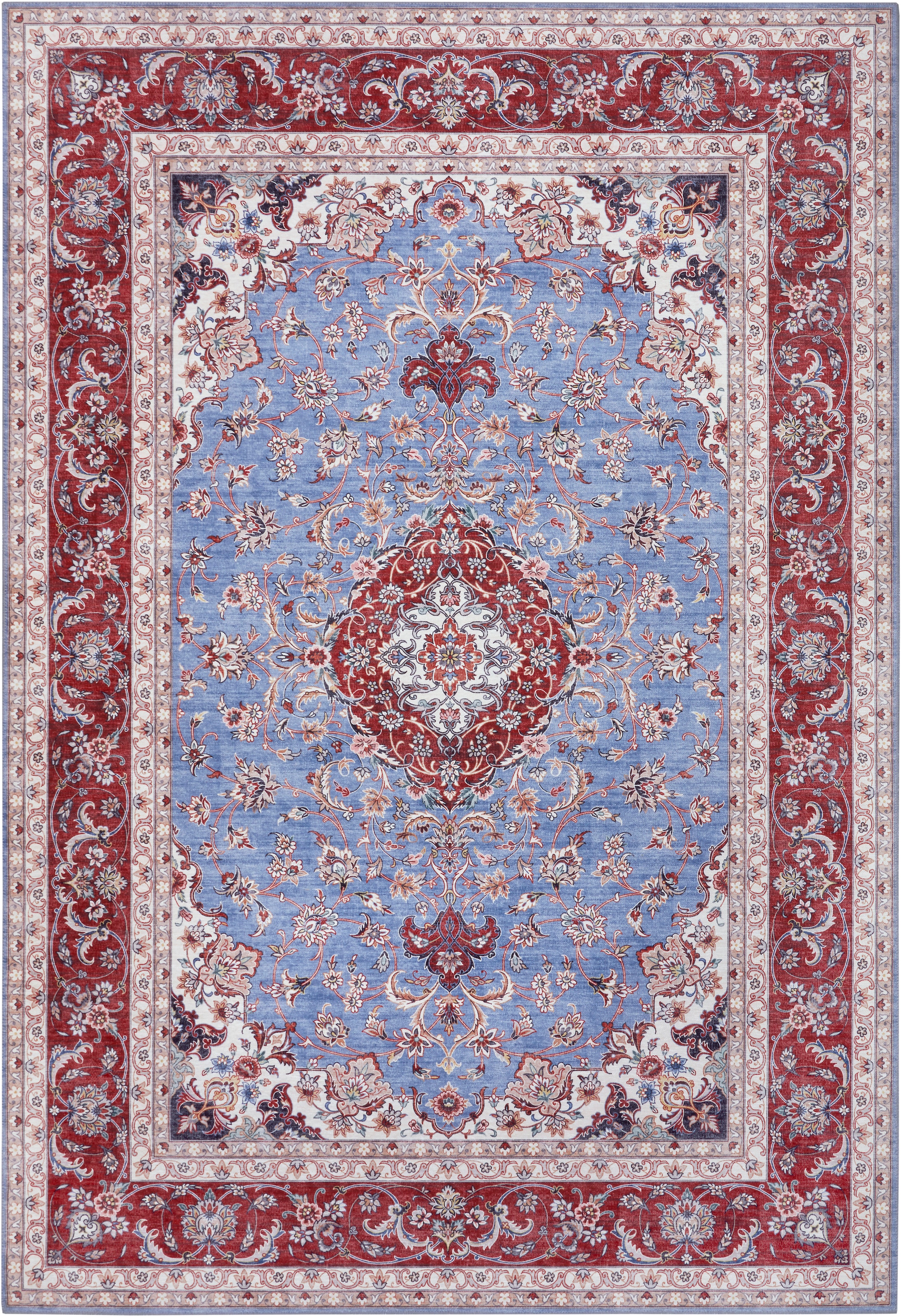 NOURISTAN Designteppich »Medaillon Ava«, rechteckig, 7 mm Höhe, Klassisch, Orient Optik, Vintage Design,Gekettelt,Robust, Pflegeleicht