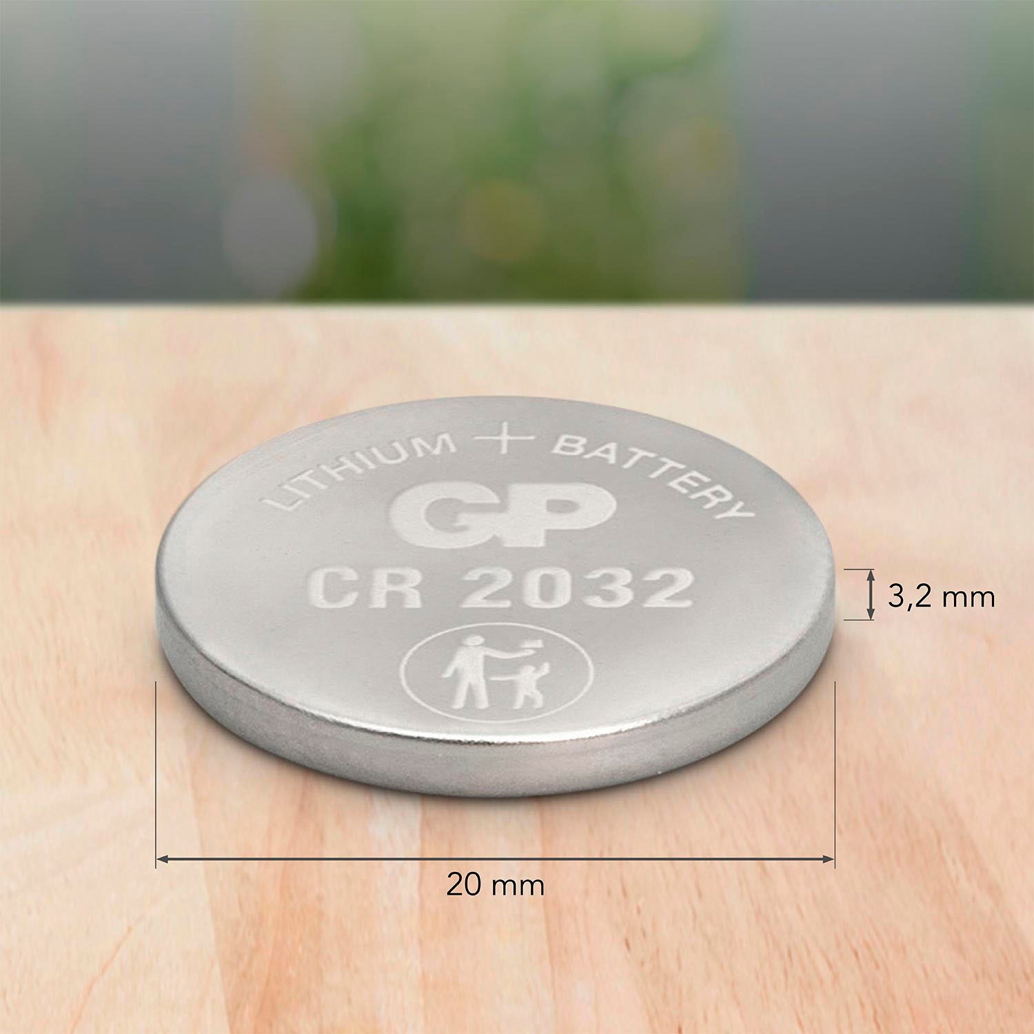 GP Batteries Knopfzelle »CR2032 GP Lithium 3V 2 Stück«, CR2032, 3 V, (Set, 2 St.)