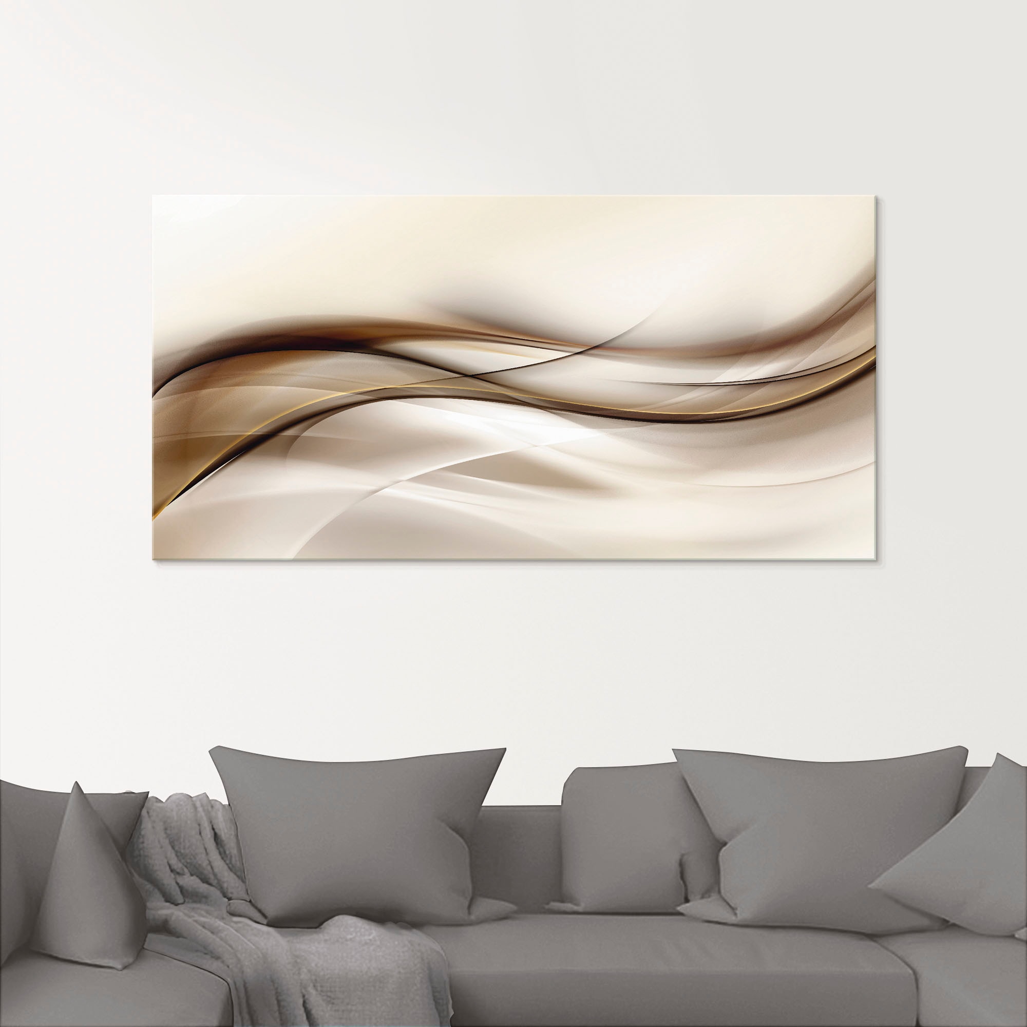 Artland Glasbild »Braune abstrakte Welle«, Muster, (1 St.)