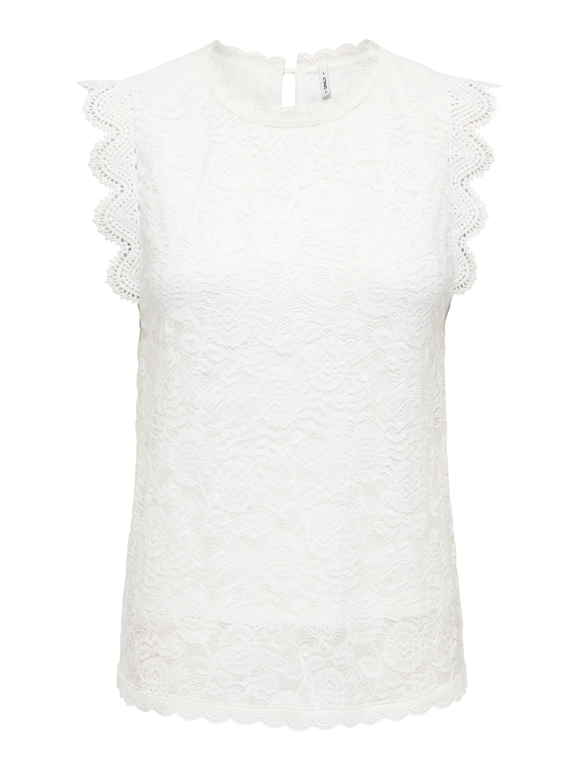 ONLY Spitzentop »ONLSINE S/L LACE TOP CS JRS« Materialmix, regular fit, Rundhals