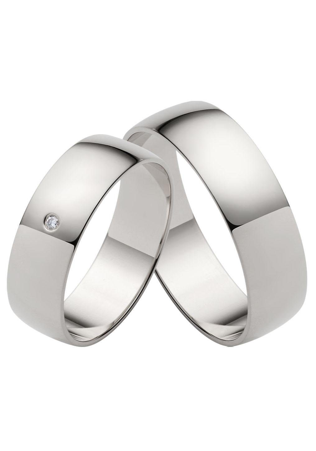 FIRETTI Damen Trauring "Schmuck Geschenk Gold Hochzeit Ehering Trauring "LIEBE"", 19, ohne Brillant, Weißgold 375, 6mm, weiß, Weißgold 375,