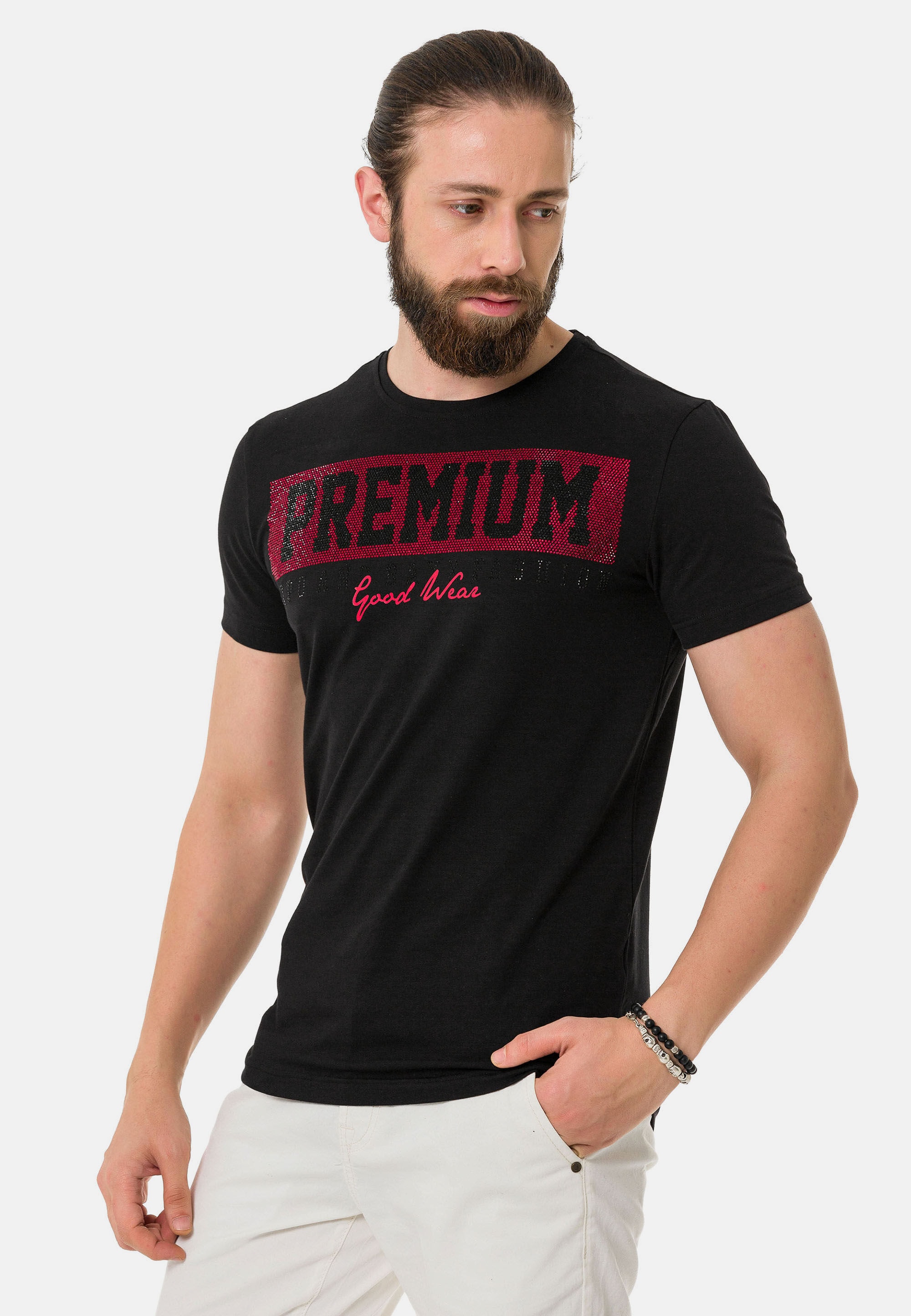 Cipo & Baxx T-Shirt "T-Shirt", mit lässigem Brustprint-Design günstig online kaufen