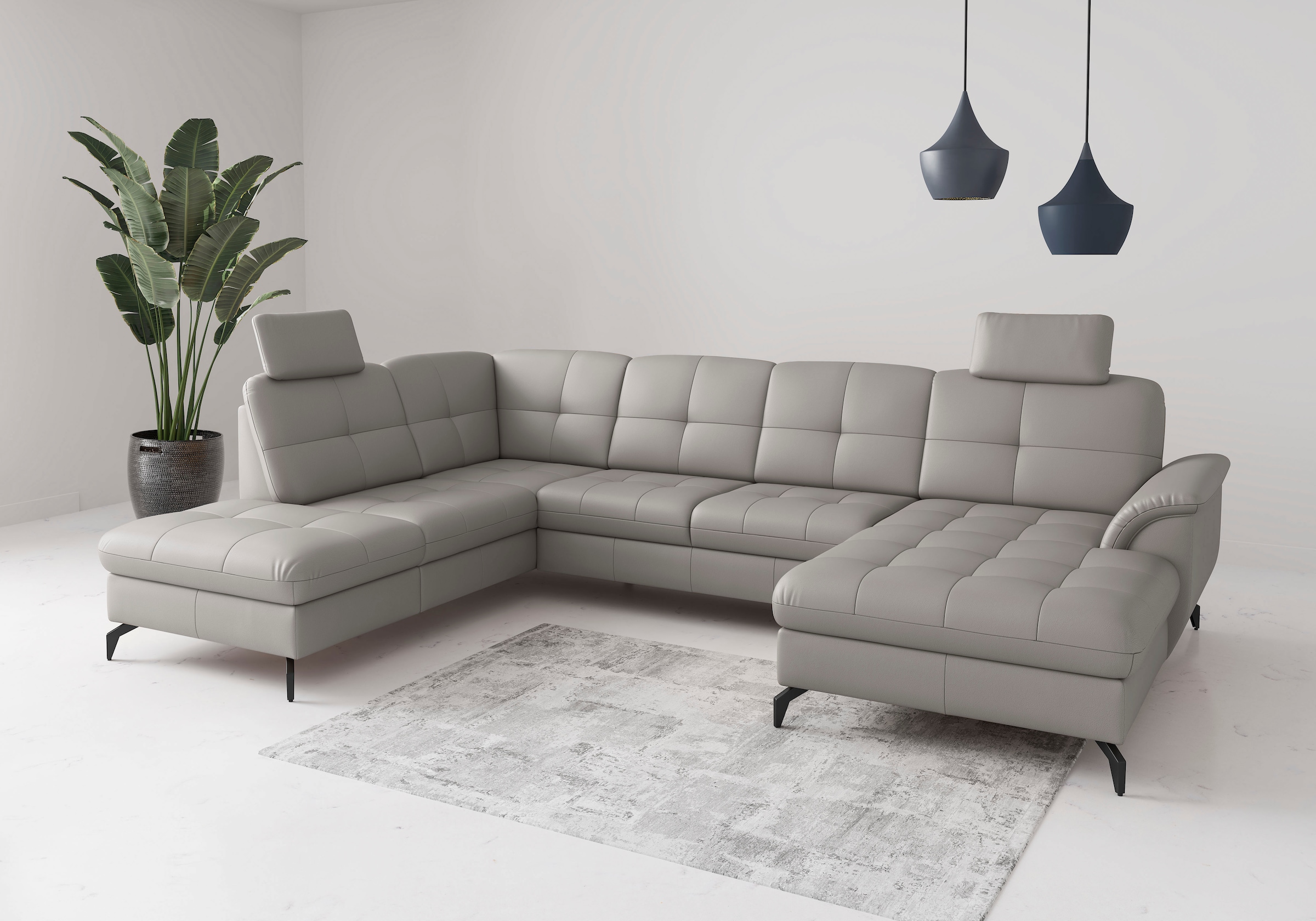 Wohnlandschaft SIT & MORE "Zora", light grau, T:212cm, Sofas, Wohnlandschaft 7