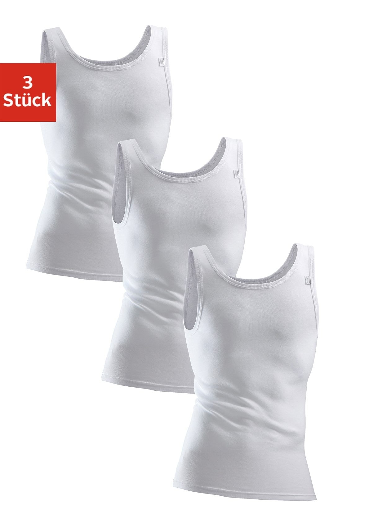 Herren Unterhemd, CLIPPER EXCLUSIVE, Gr. 5, weiß, Feinripp, Obermaterial: 100% Baumwolle, unifarben, Unterhemden, mit Komfortschnitt, hinten etwas