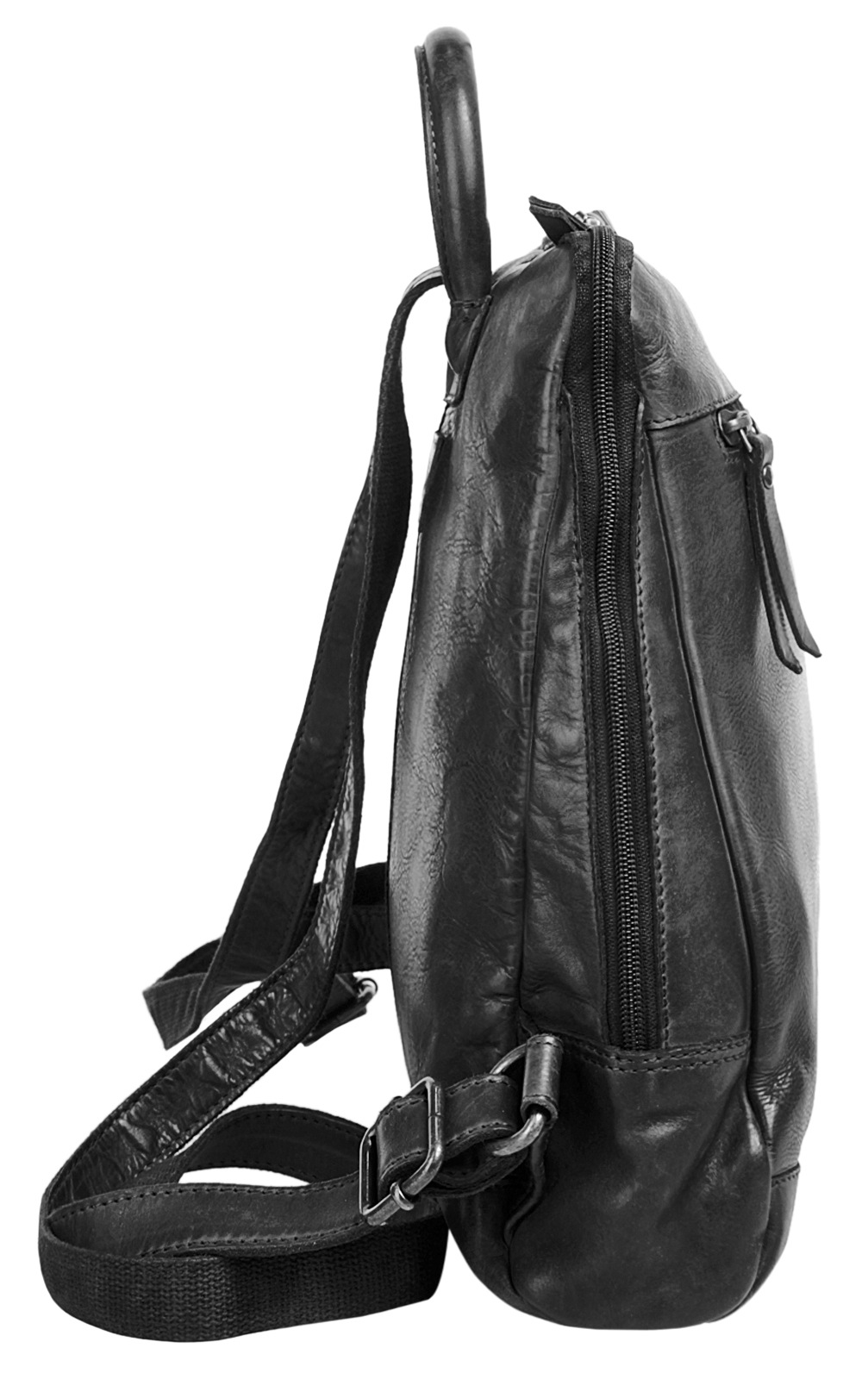 Tagesrucksack X-ZONE, Damen, Gr. B/H/T: 34cm x 23cm x 5cm, onesize, schwarz, Leder, Rindsleder, unifarben, Rucksäcke, echt Leder 3