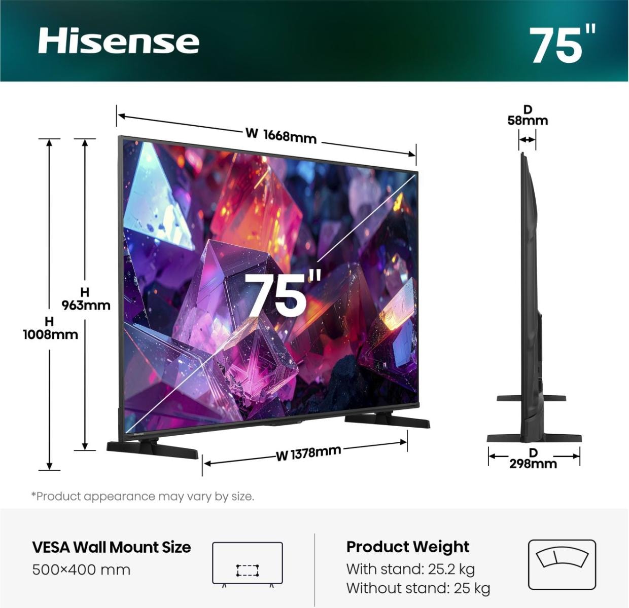 Hisense QLED-Fernseher »75E7S PRO« 189 cm/75 ″ Smart-TV