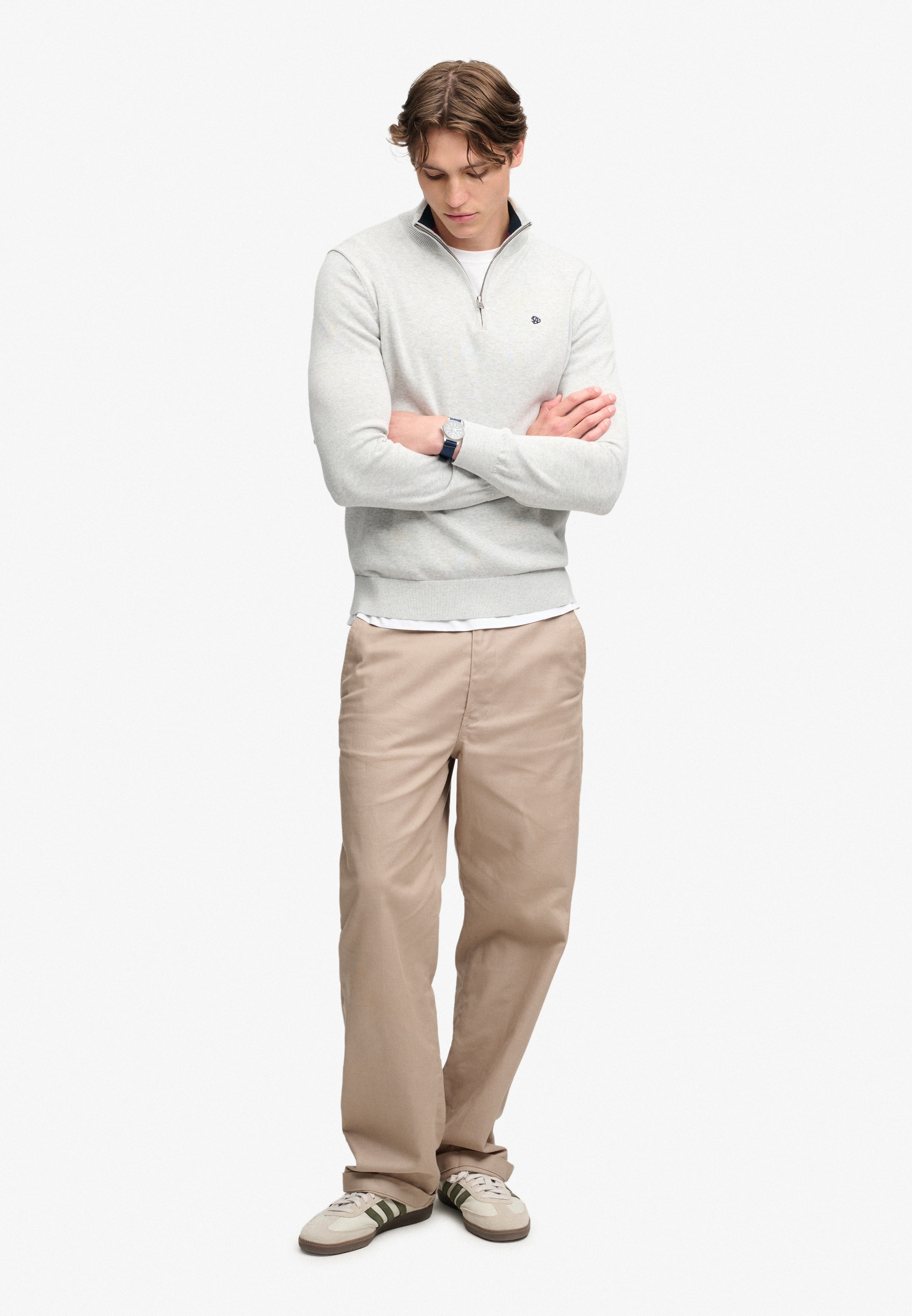 Superdry Strickpullover »PREP ESSENTIAL COTTON HALF ZIP« Baumwolle, slim fit