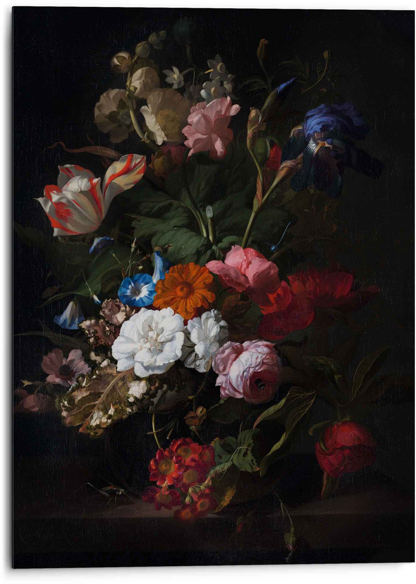 Reinders Wandbild "Aluminium Wandbild Blumen Mauritshuis - Dunkel - Alte Meister", Blumen, (1 St.)