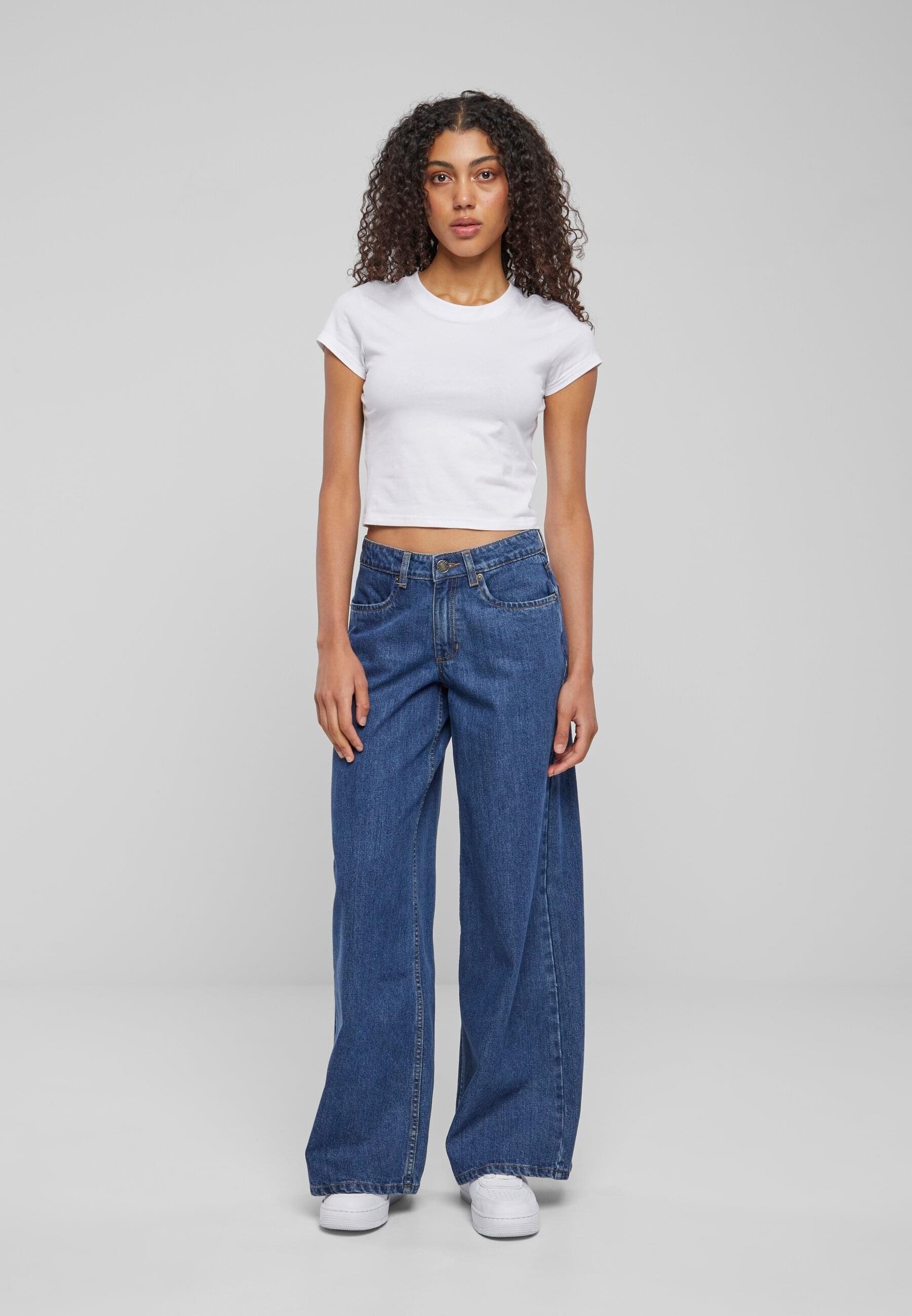 URBAN CLASSICS Bequeme Jeans »Urban Classics Damen Ladies Mid Waist Wide Denim«