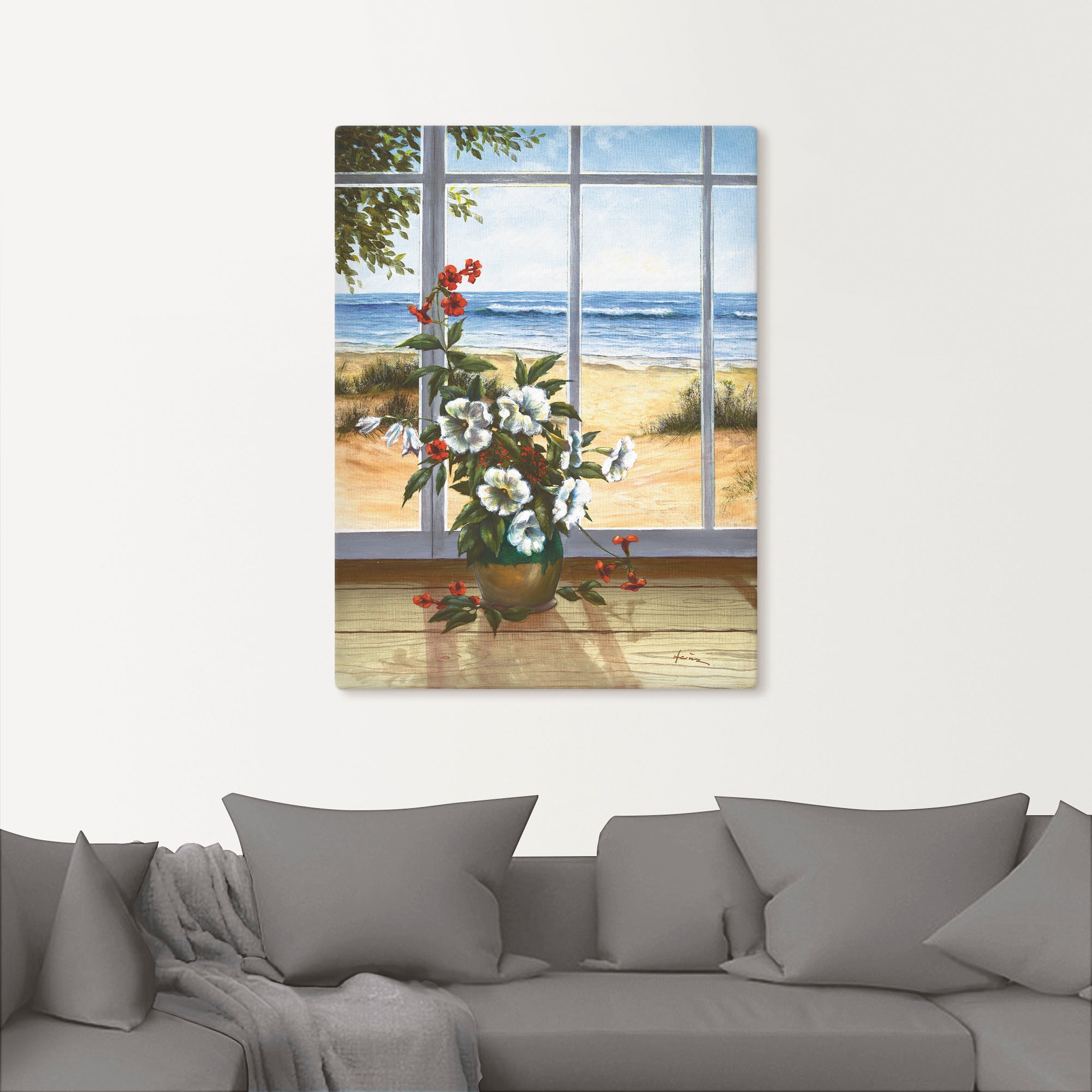 Artland Wandbild "Meerblick", Fensterblick, (1 St.), als Leinwandbild, Post günstig online kaufen