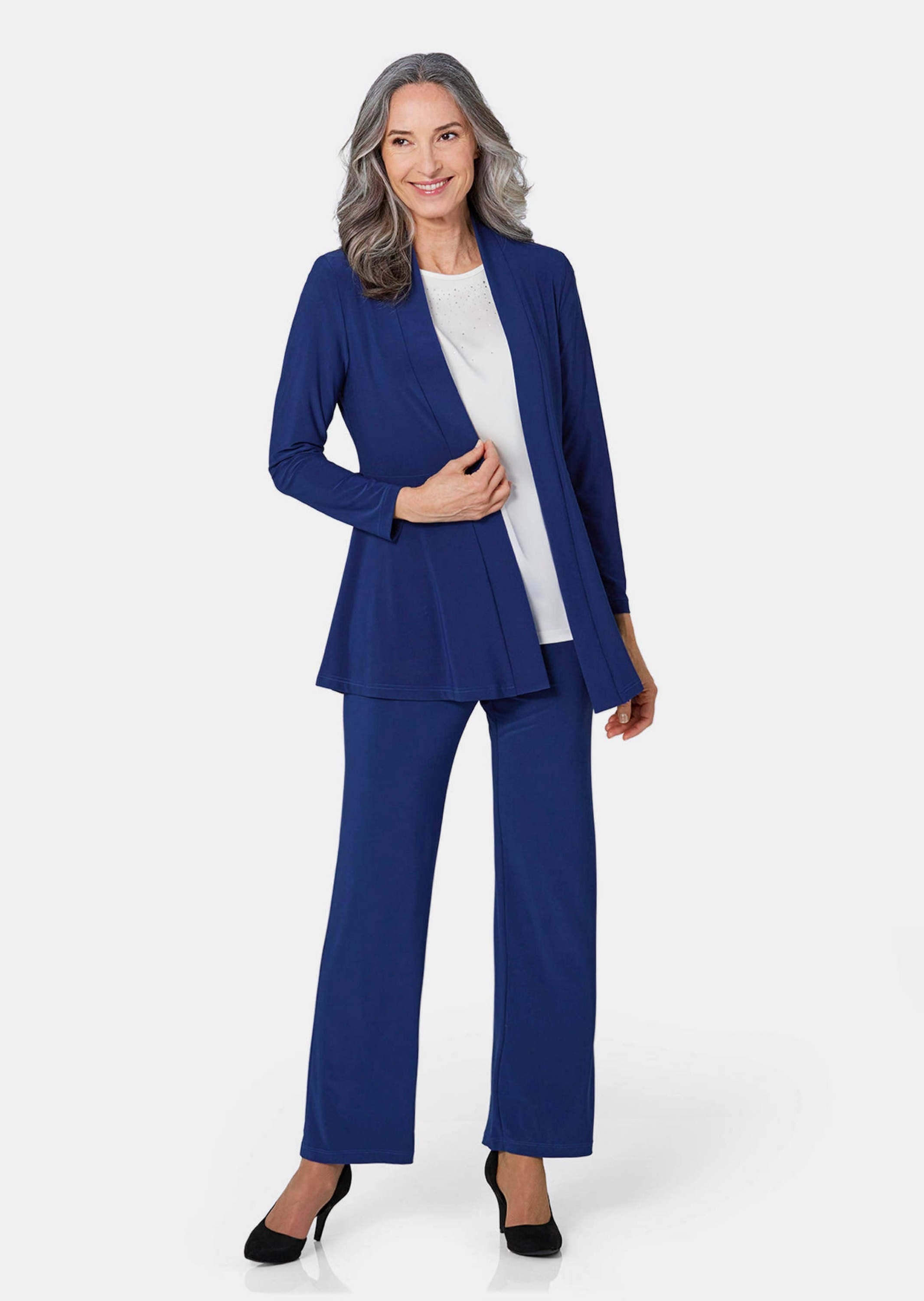 GOLDNER Sweatjacke "Kurzgröße Leichte Shirtjacke lila mit Stretch" günstig online kaufen