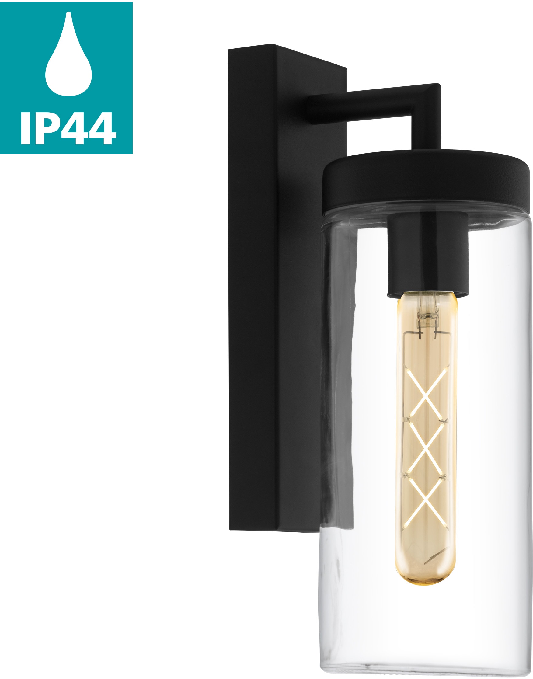 EGLO Wandleuchte "BOVOLONE Wandlampe, Stahl und Glas, Außenlampe, IP44, E27 günstig online kaufen