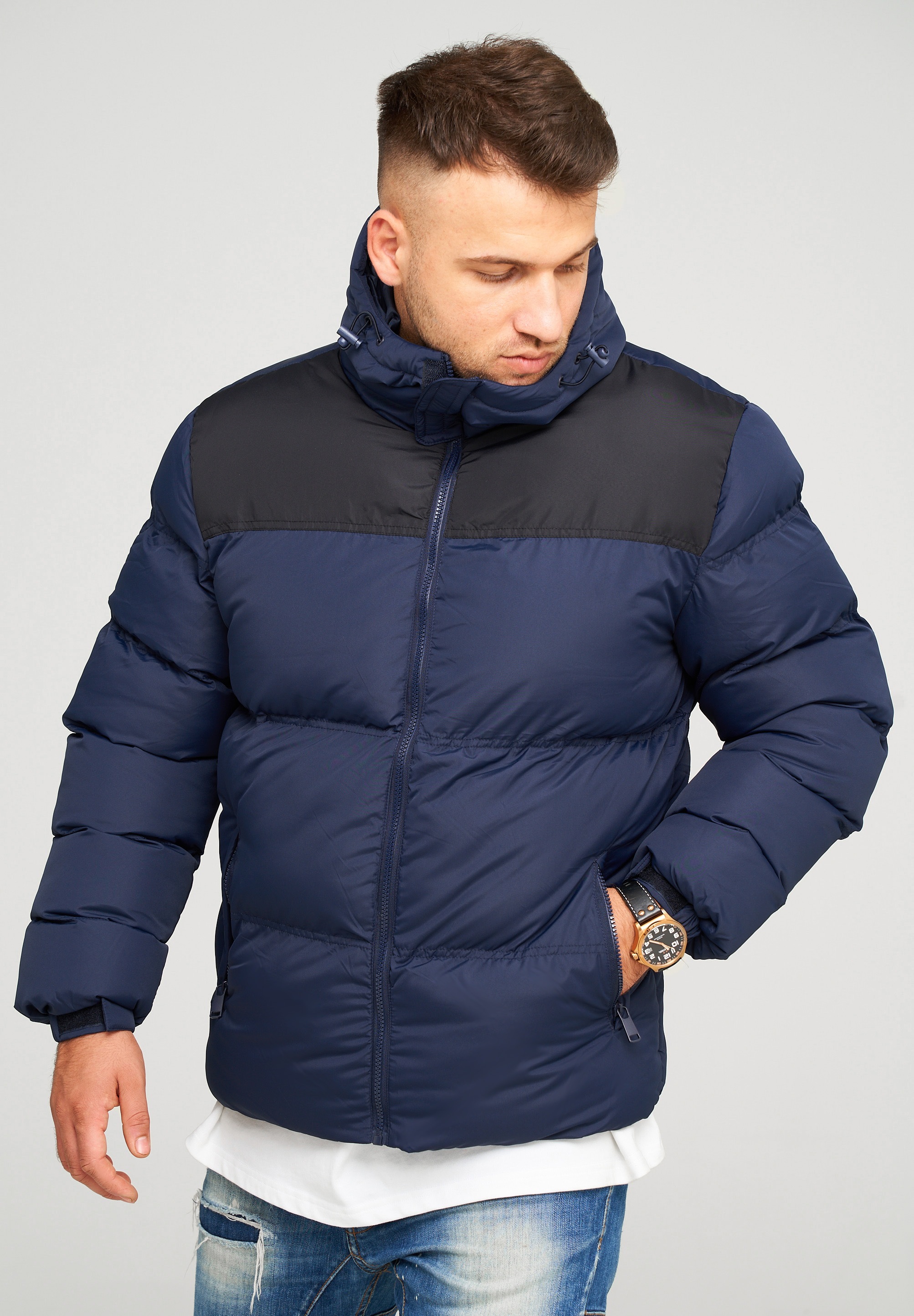 behype Steppjacke »BHROLLIN-PANEL«, mit Kapuze