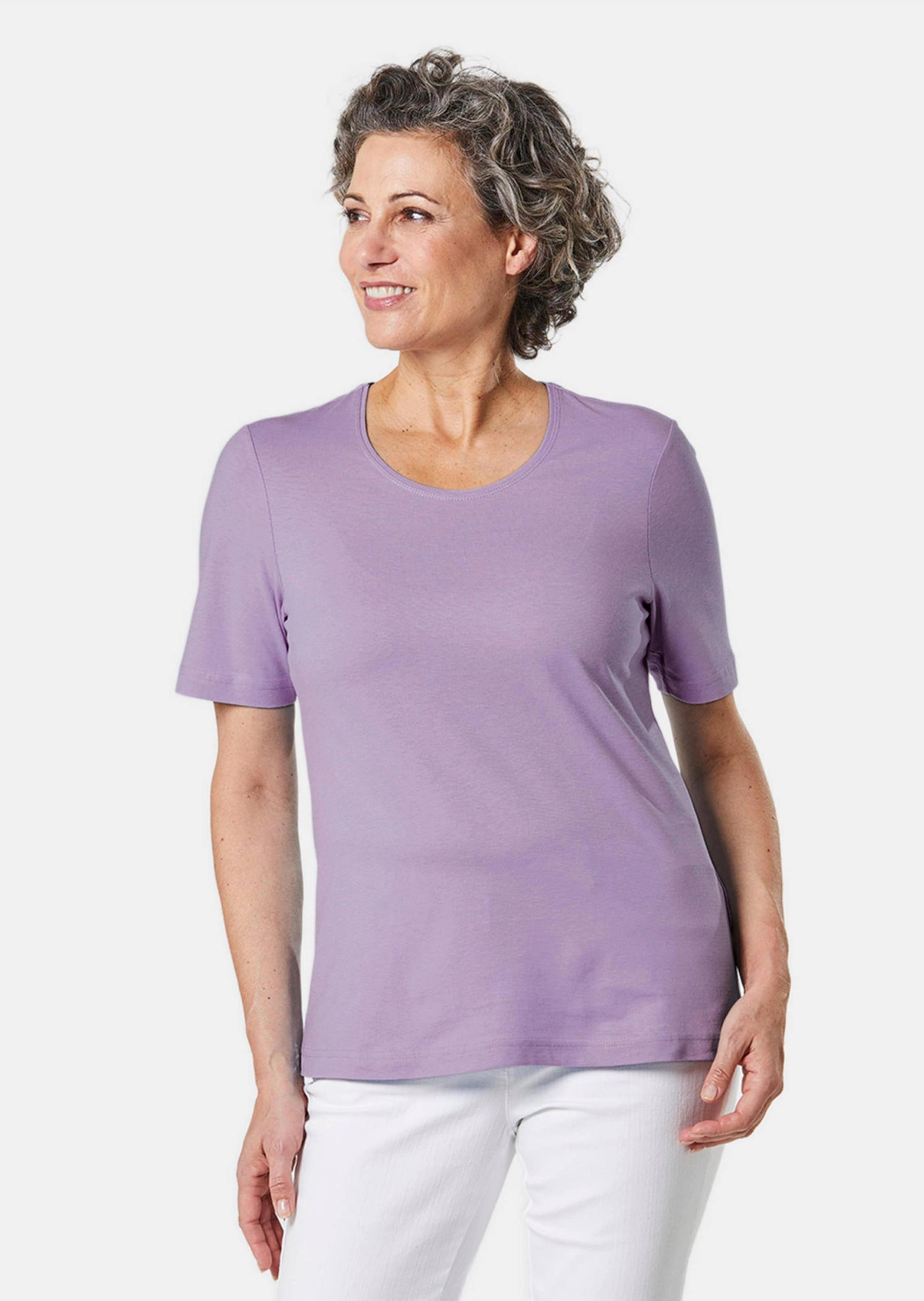 GOLDNER Langarm-Poloshirt »Kurzgröße Basic T-Shirt aus reiner Baumwolle«