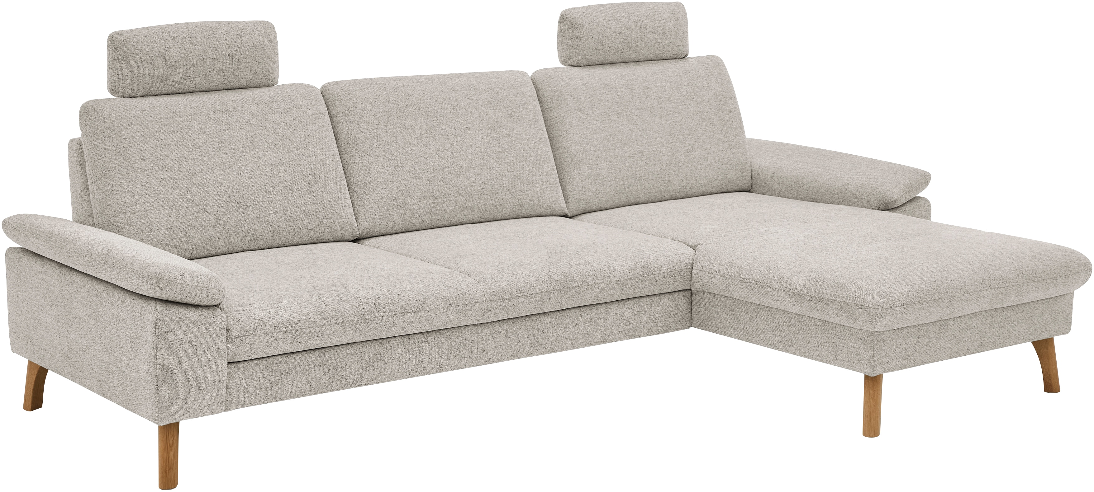 Die PlanBar Ecksofa "PP-LA24075 L-Form, Breite 286 cm" opt. mit Kopfstützen, Schlaffunktion, mot. Ottomane, Sitztiefenverst.