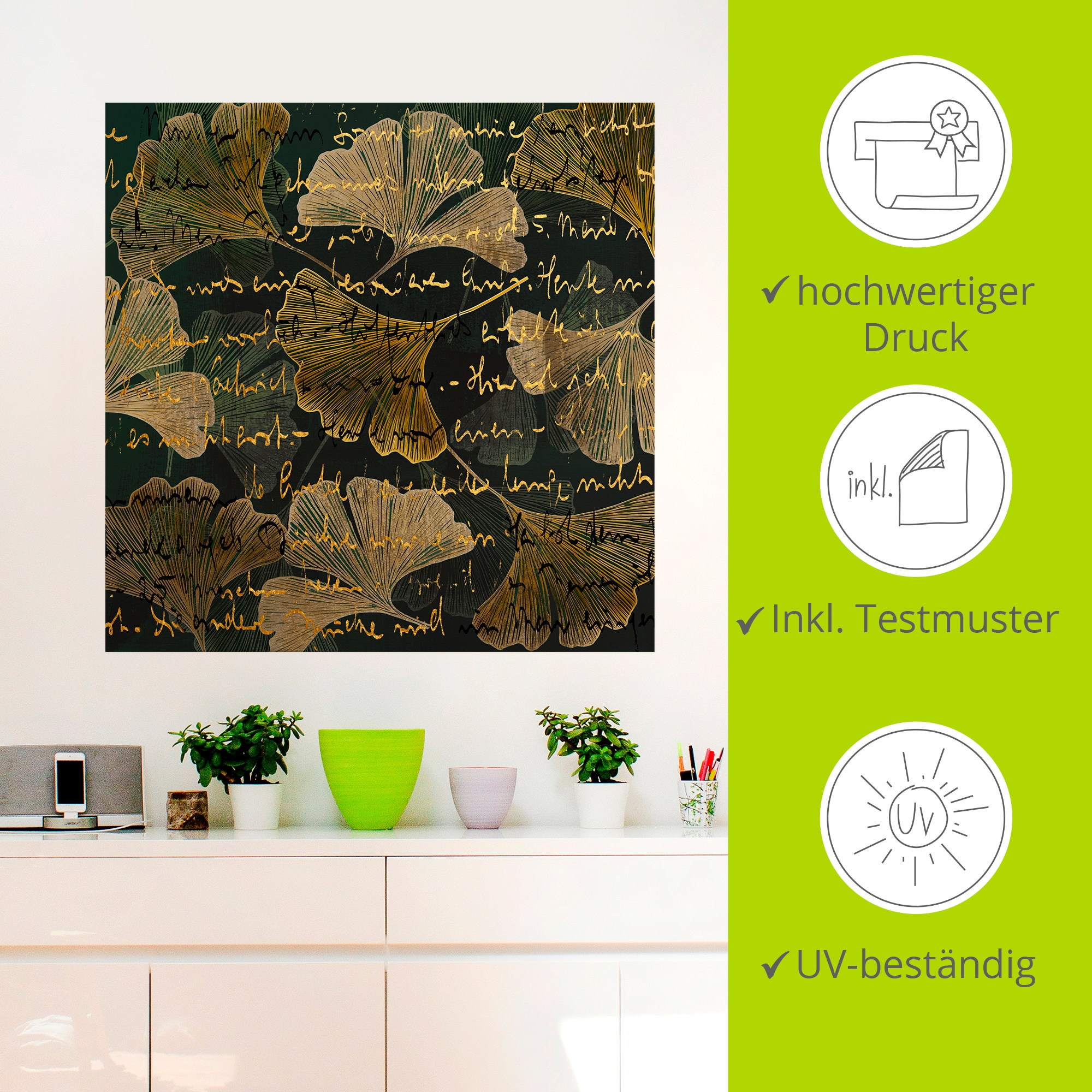 Artland Wandbild »Ginko« Muster 1 Stk. tlg. als Alubild, Leinwandbild, Poster, Wandaufkleber in verschied. Größen