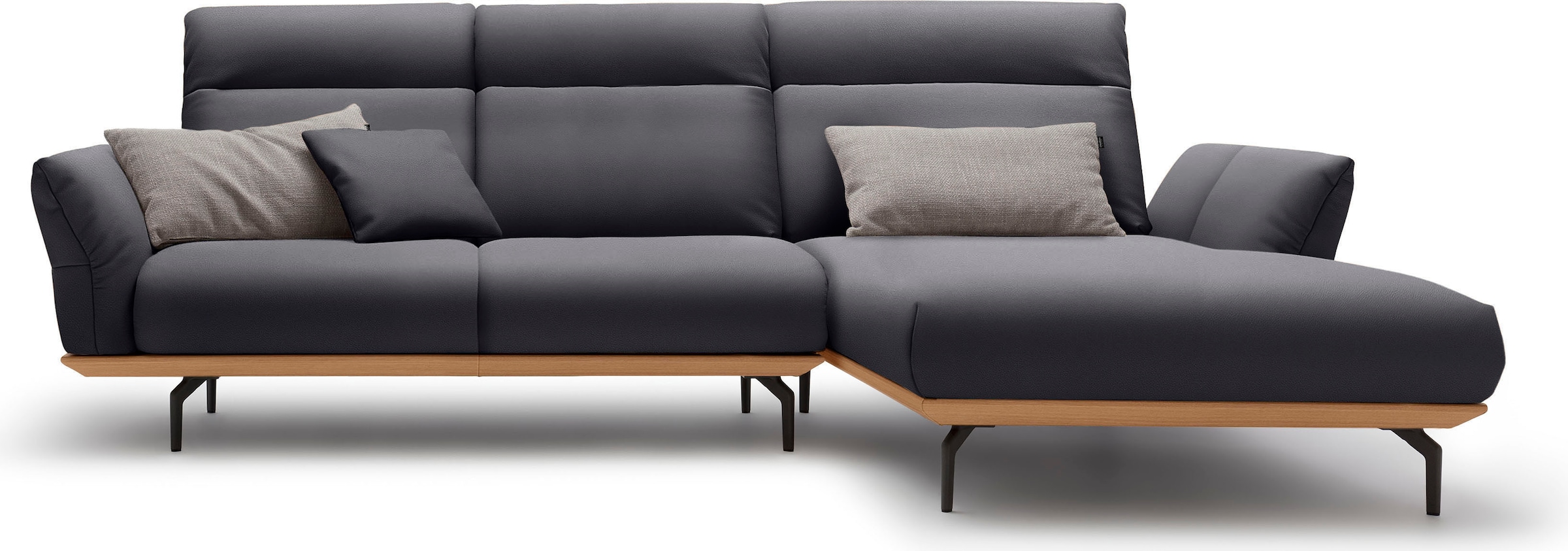 Creation BY ROLF BENZ Ecksofa "CR.460 Designsofa mit verstellbarer Rückenlehne, hochwertig & bequem" Sockel in Eiche, Alugussfüße in umbragrau, Breite 298 cm