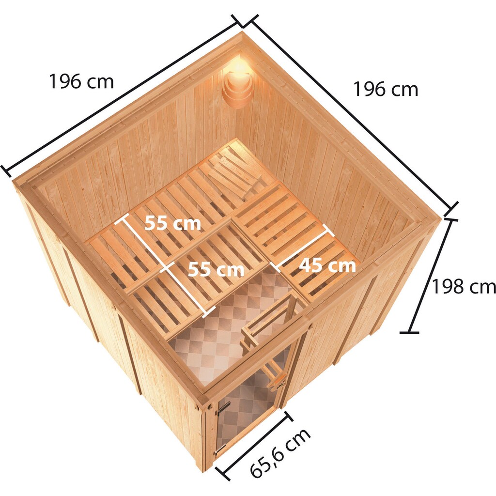 Karibu Sauna »"Ouno" mit bronzierter Tür naturbelassen«