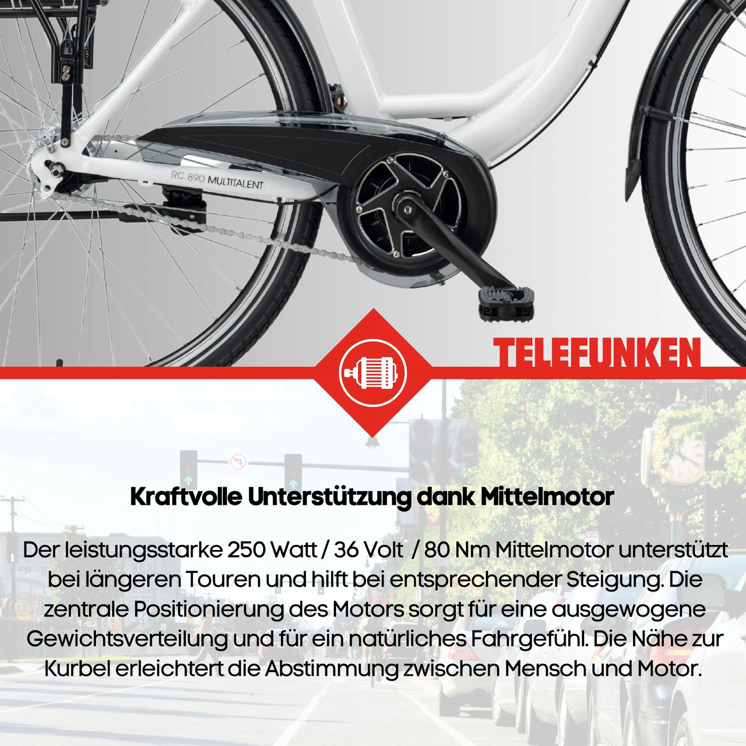 Telefunken E-Bike »Multitalent RC890«, 7 Gang, Shimano, Nexus, Mittelmotor 250 W, Pedelec, Elektrofahrrad für Damen u. Herren