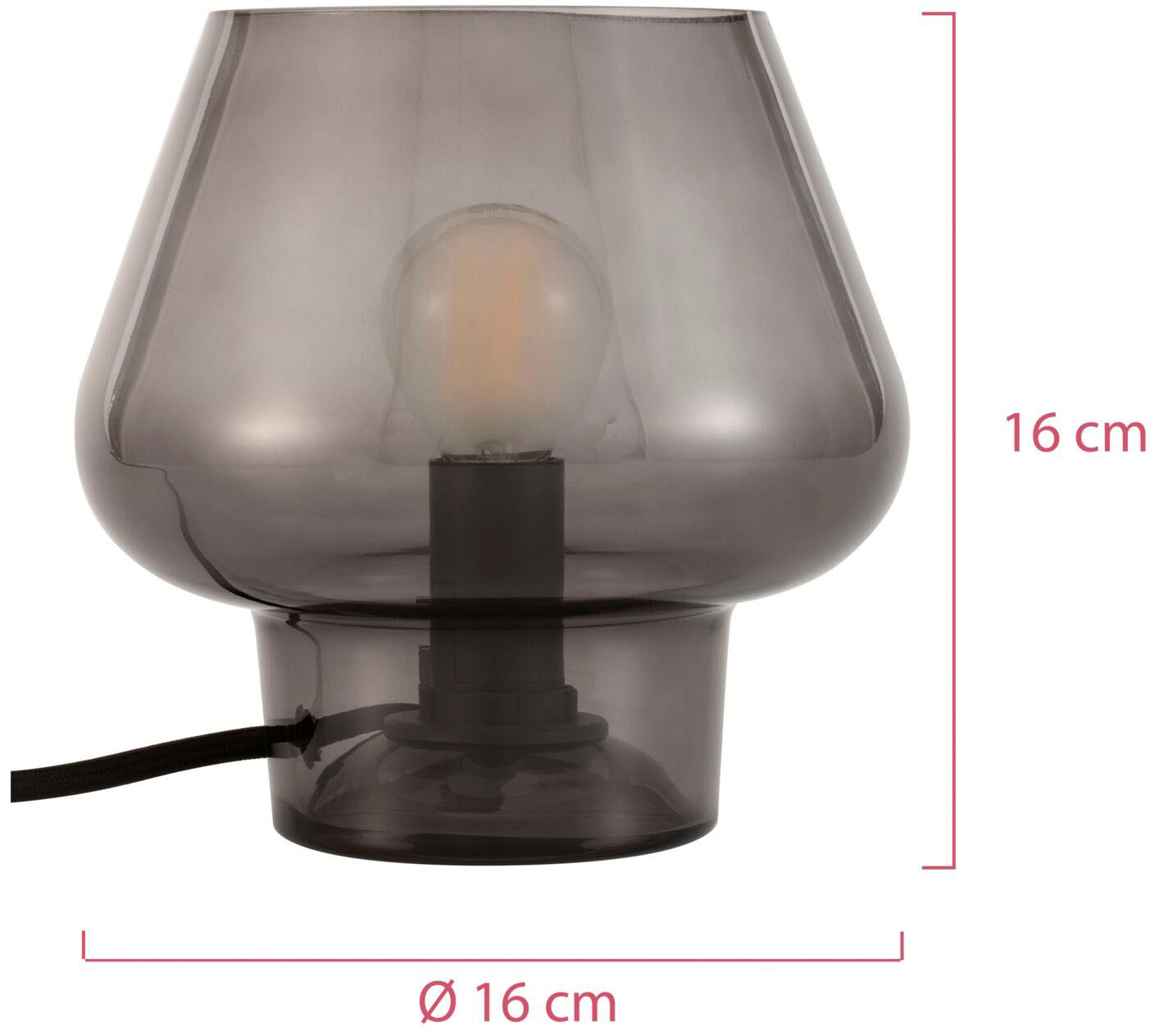 Pauleen Tischleuchte »Crystal Gleam max20W Rauchglas 230V Glas«, 1 flammig, Leuchtmittel E14 | ohne Leuchtmittel, E14