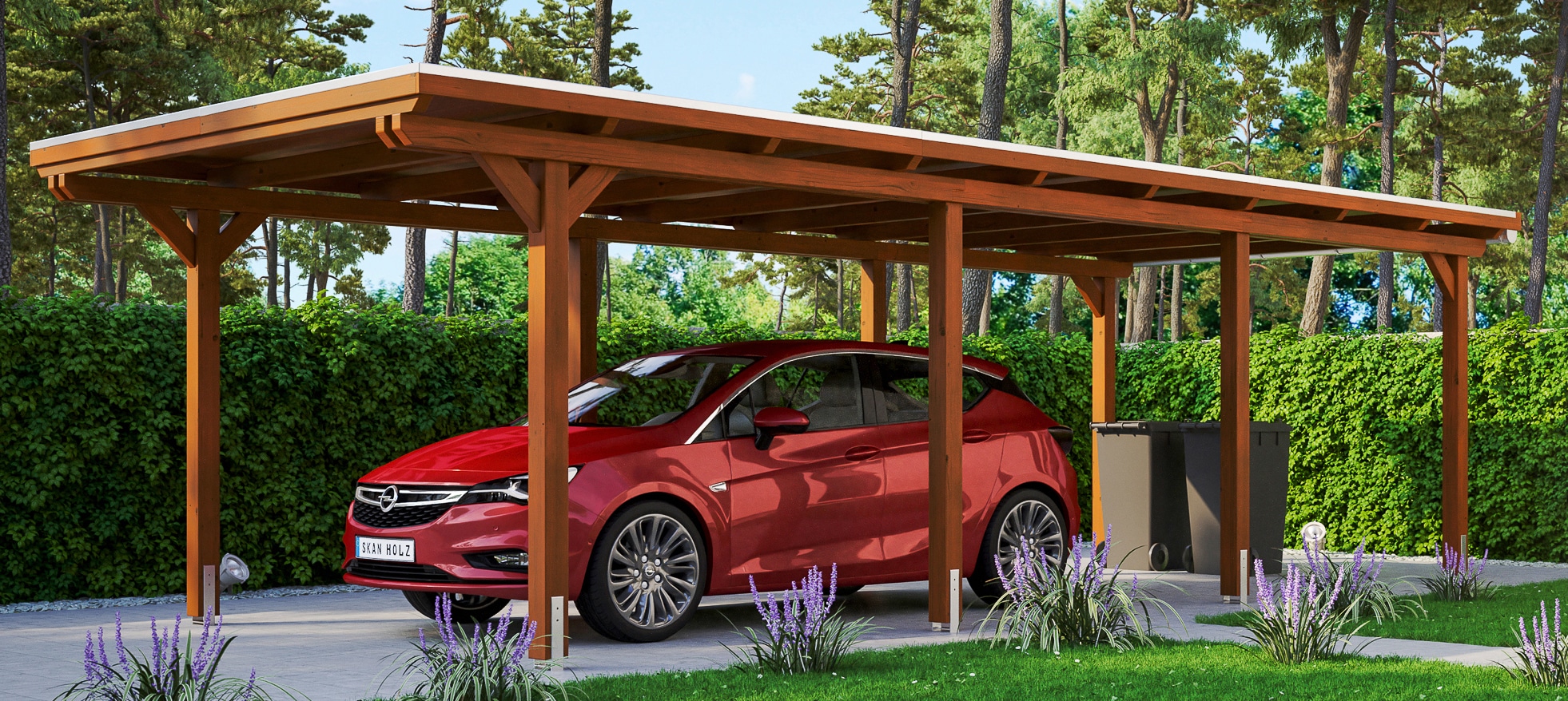 Skanholz Einzelcarport "Emsland" Leimholz 291 cm braun