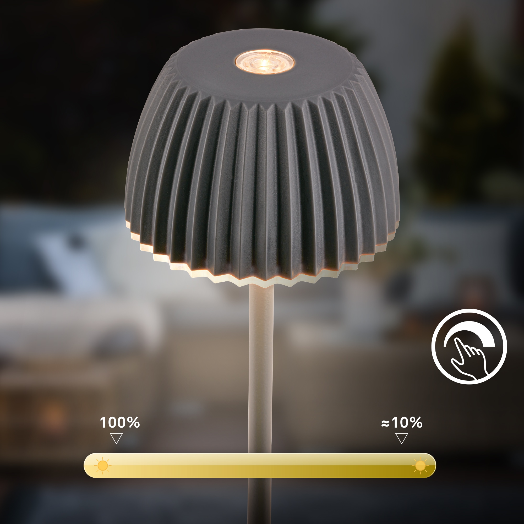 Briloner Leuchten LED Außen-Tischleuchte »RIFFLE« LED-Modul 1 Stk. Warmweiß 6x78,5 cm, 2er-Set, Akku tauschbar, Outdoor, Balkon, Terrasse