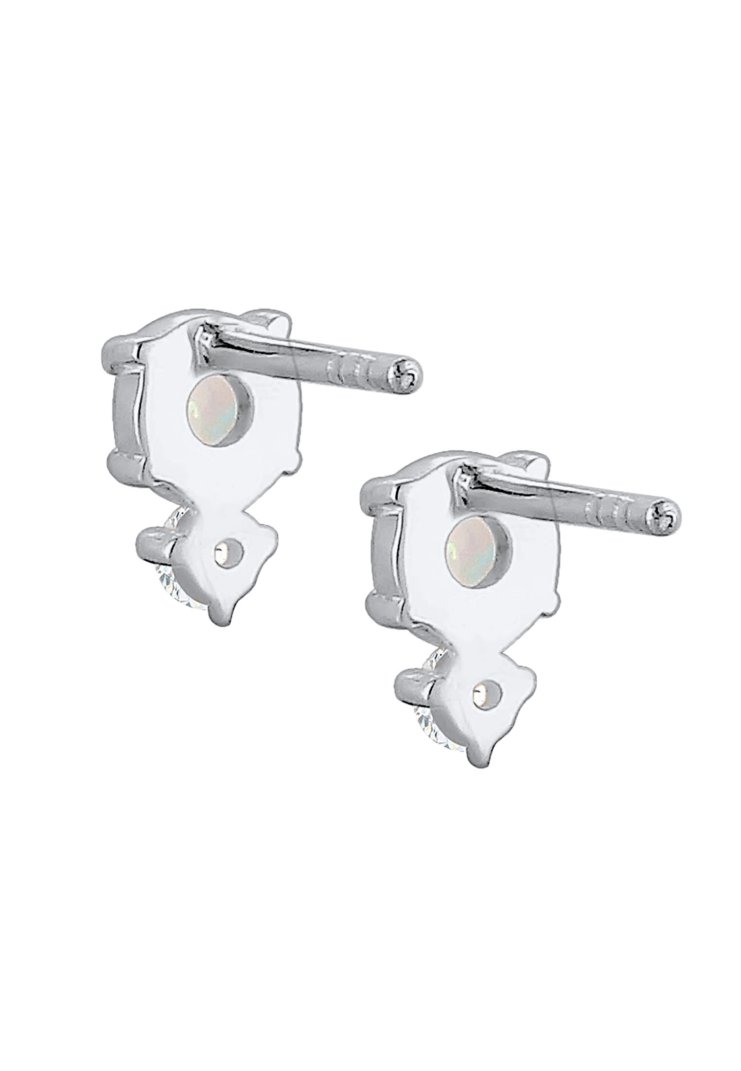 Elli Paar Ohrstecker »Opal Rund und Zirkonia 925 Silber«