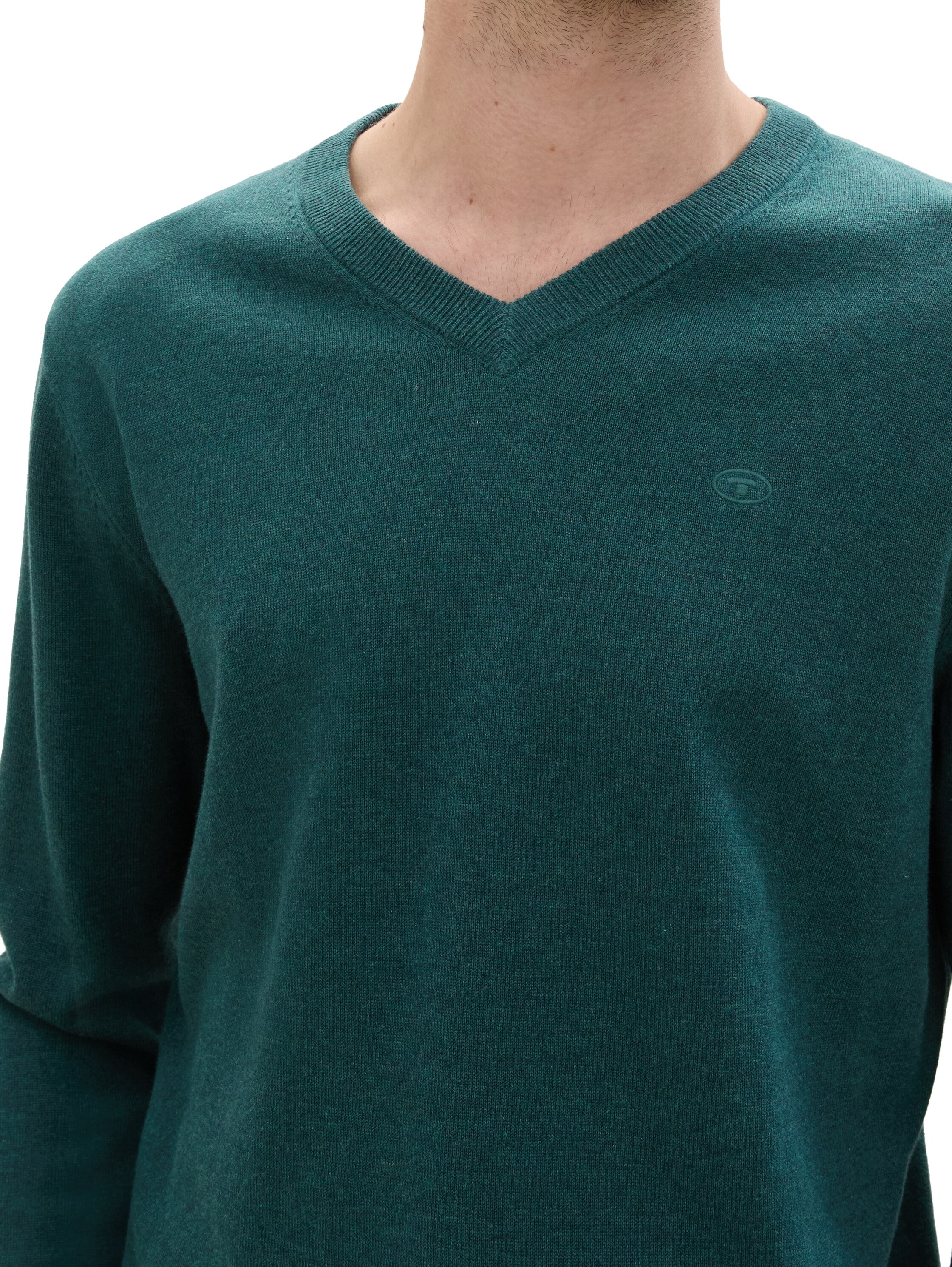 TOM TAILOR V-Ausschnitt-Pullover, mit kleiner Logo-Stickerei
