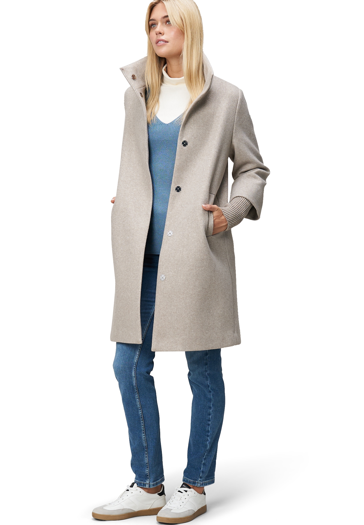 Zero Wintermantel »zero Damen Mantel Wolloptik mit Stehkragen«