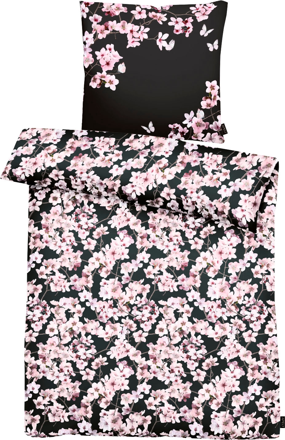 APELT Bettwäsche "Blossom", (2 tlg.), kunstvoll gemalte Kirschblütenzweige, ein modische Statement