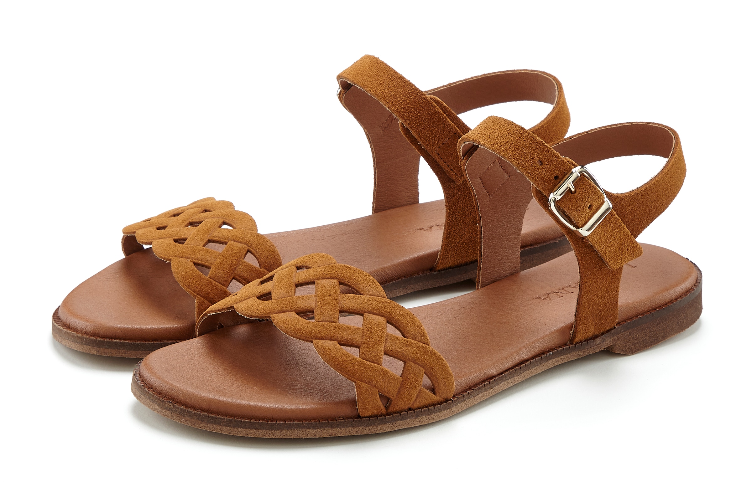 LASCANA Sandale »Sommerschuh«, Sandalette, Sommerschuh aus Leder mit Cut-Outs und weicher Innensohle