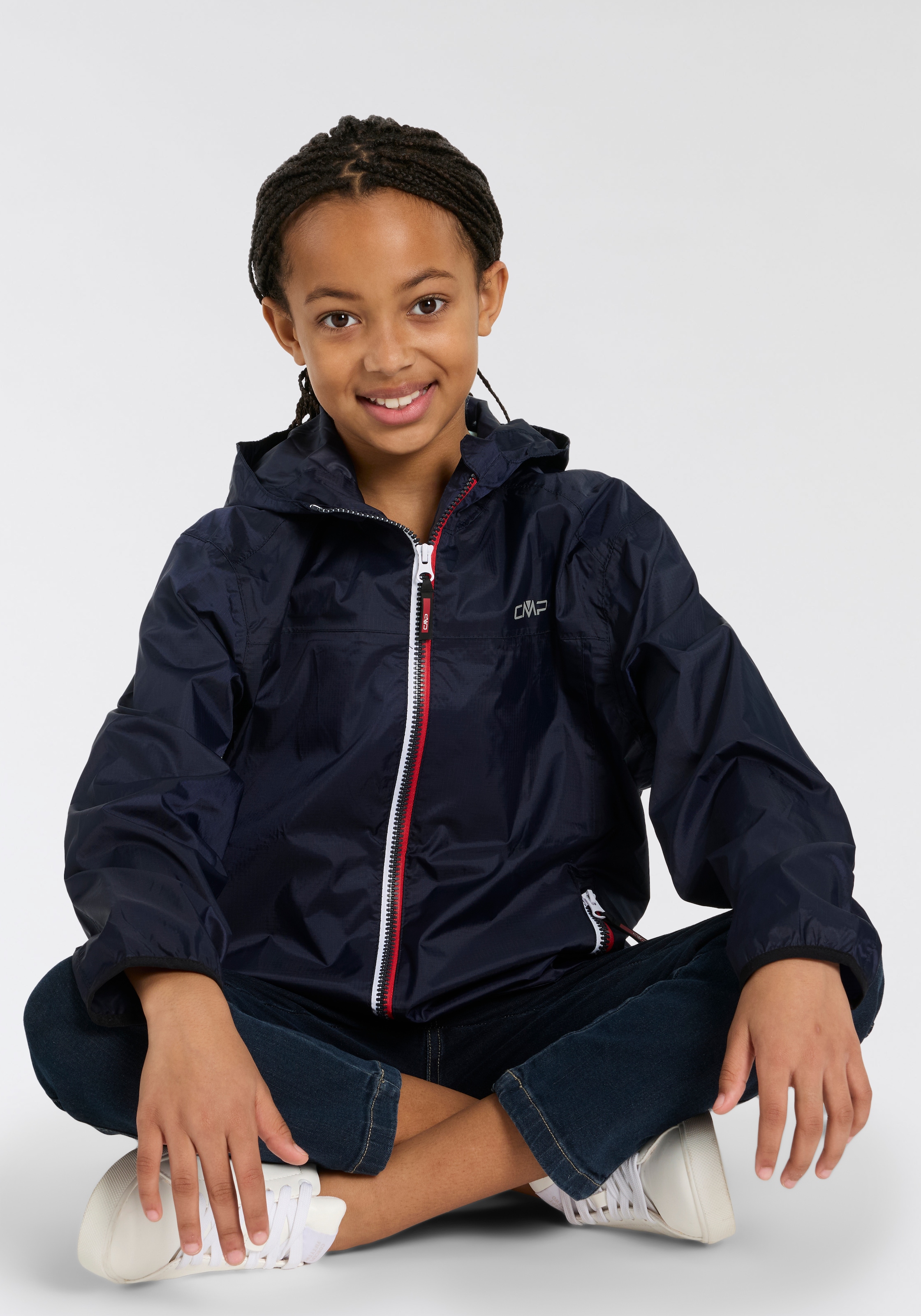 Cmp Herren Navy Regenjacke "Kid Jacket Rain Fix Hood" Mit Kapuze Wasserdicht Winddicht Atmungsaktiv Mit Kapuze Wassersäule 3000 erhältlich in Größe 152/158/164/170/176 von Baur