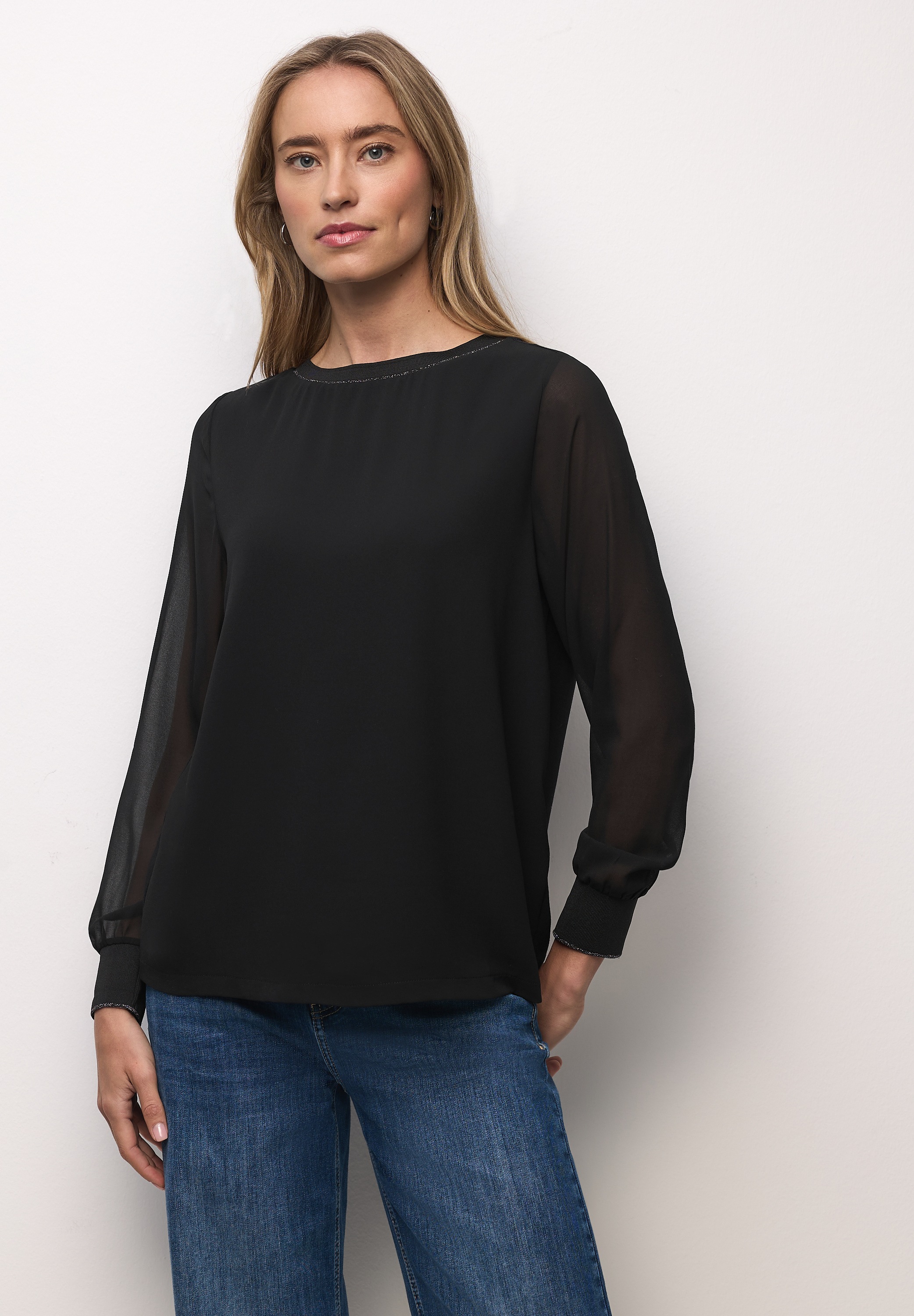 STREET ONE Langarmshirt in Blusen-Optik günstig online kaufen