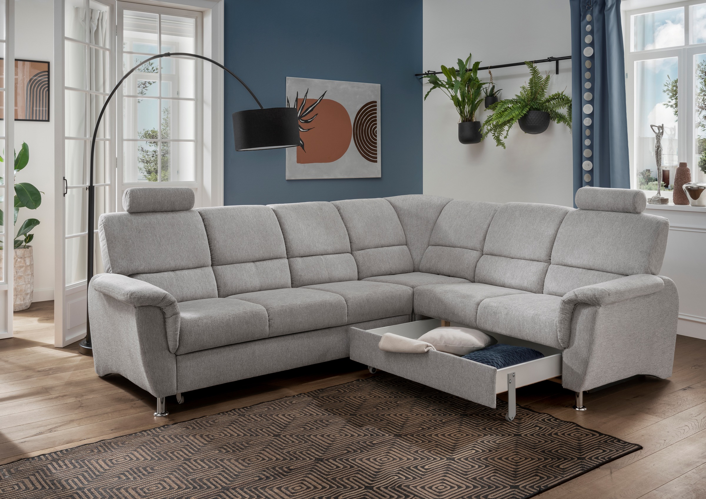 Home affaire Ecksofa "Pisa L-Form, mit Schlaffunktion, Stauraum, 2x höhenve günstig online kaufen