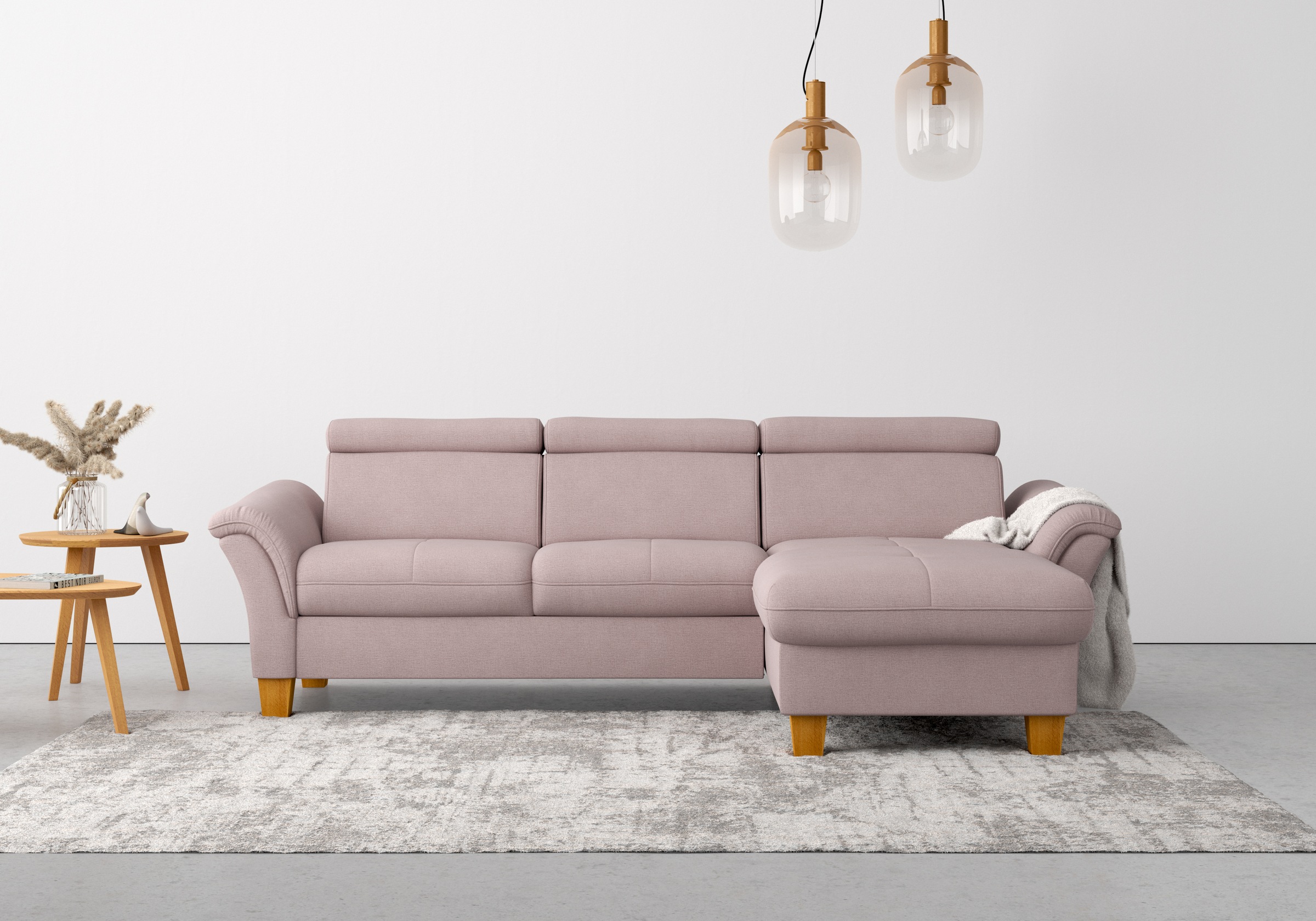 Home affaire Ecksofa »Lindgren L-Form«, wahlweise mit Bett mit klappbaren Rollen, Kasten und Kopfverstellung