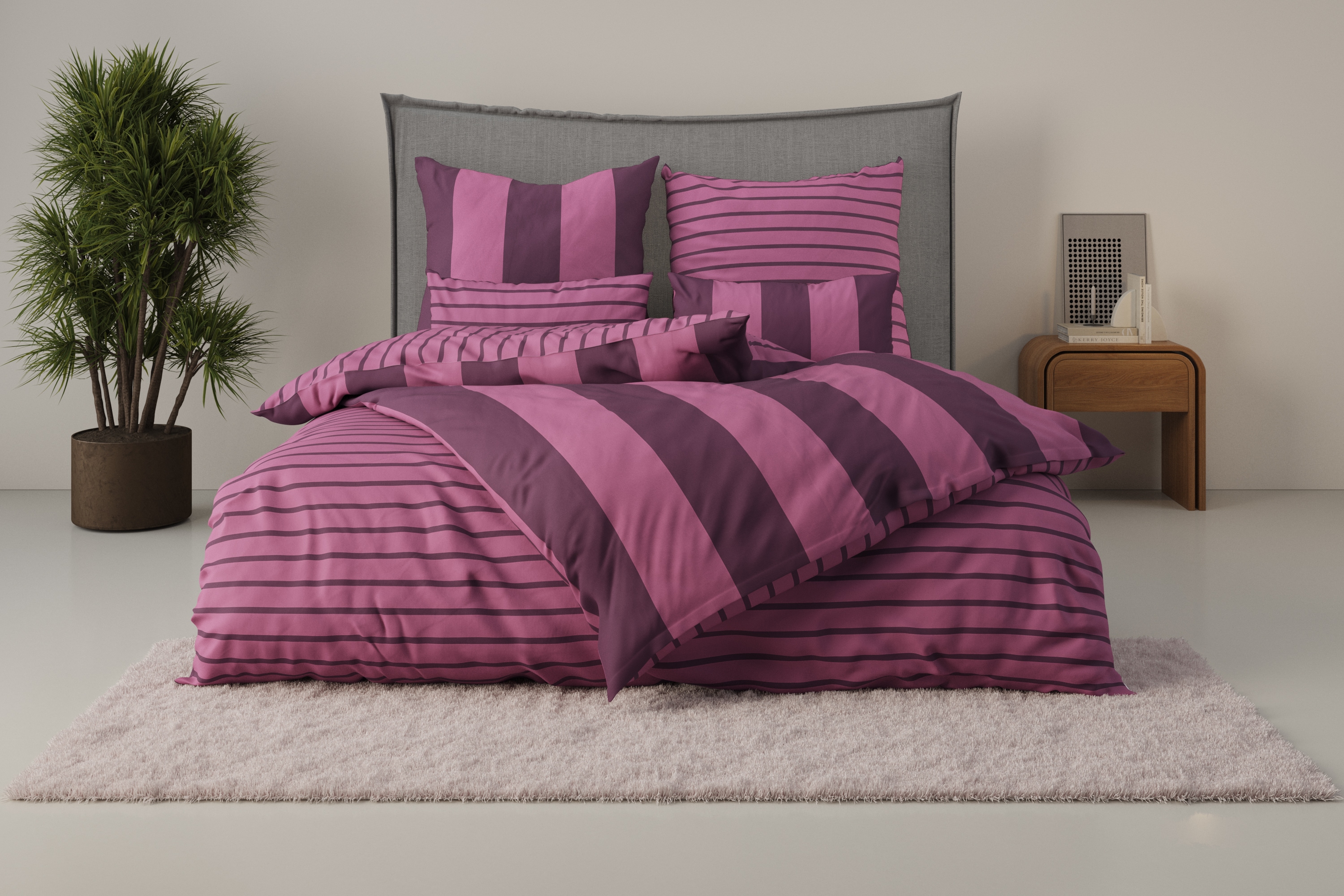 OTTO home Wendebettwäsche "Sari in verschiedenen Qualitäten" 2 ab Gr. 135x200 cm, Wendedesign, moderne Bettwäsche mit Streifen