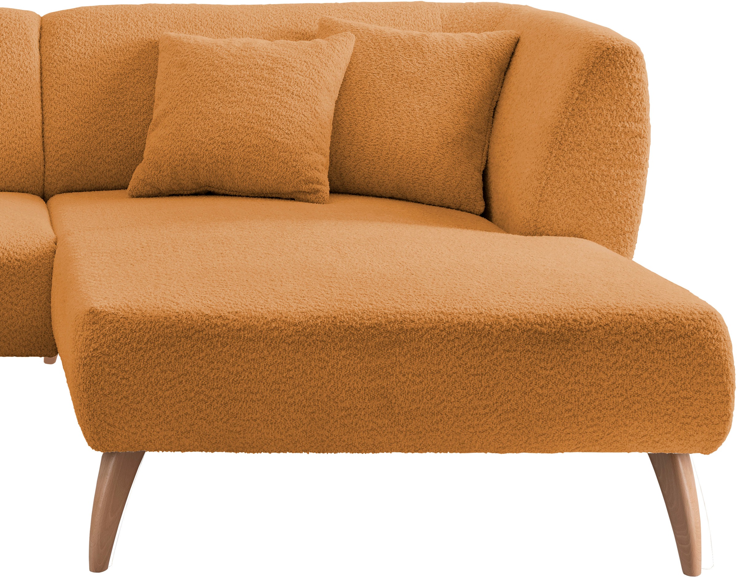 Ecksofa HOME AFFAIRE "Colori Polstermöbel mit zeitlos eleganter Rückenführung. L-Form", gold, B:264cm H:80cm T:160cm, 100% Polyester, Sofas, Ecksofa, Holzfußfarbe wählbar, inkl. 4x Zierkissen 9