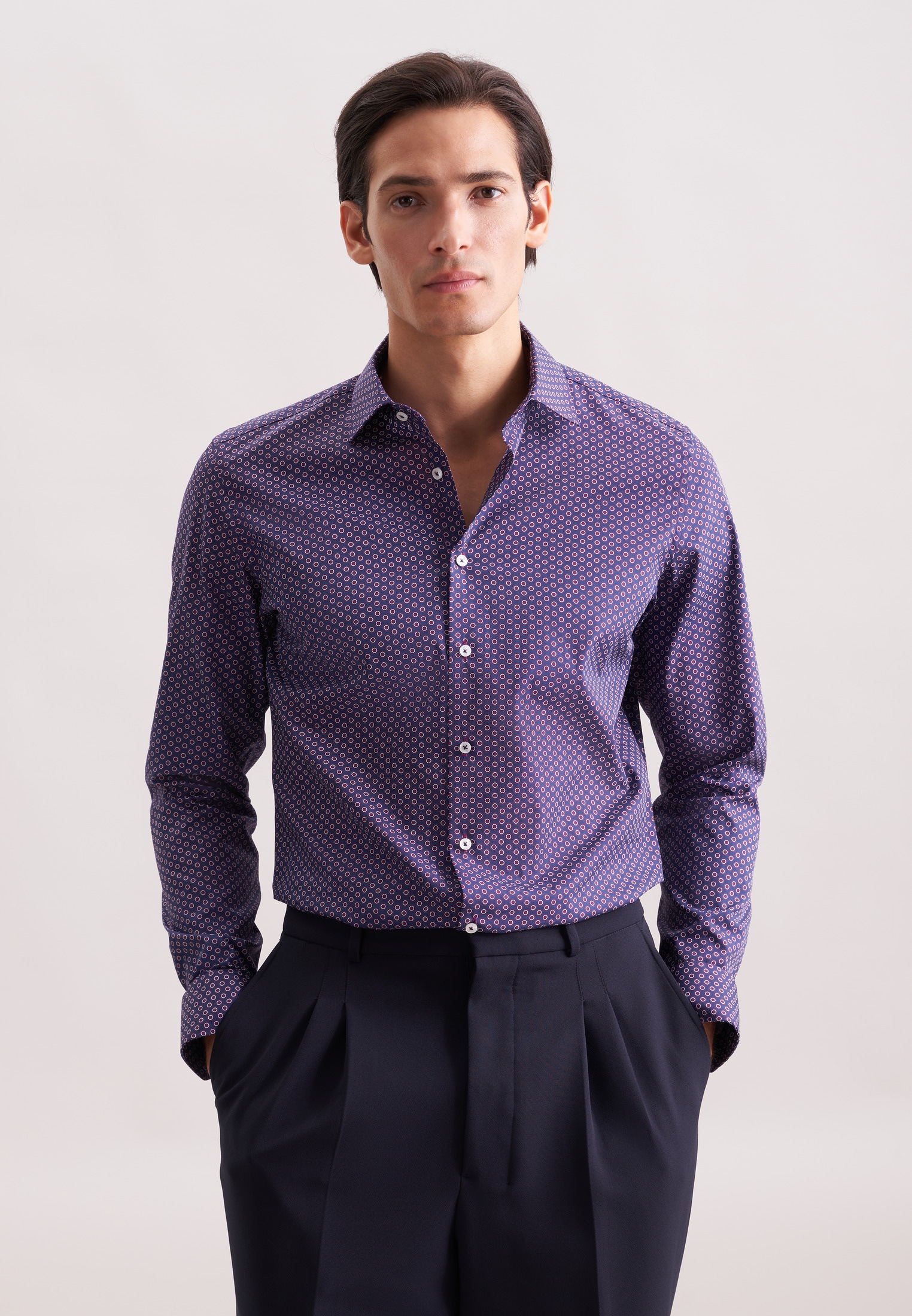 seidensticker Businesshemd "Schwarze Rose" Regular 1/1 Kentkragen Druck günstig online kaufen