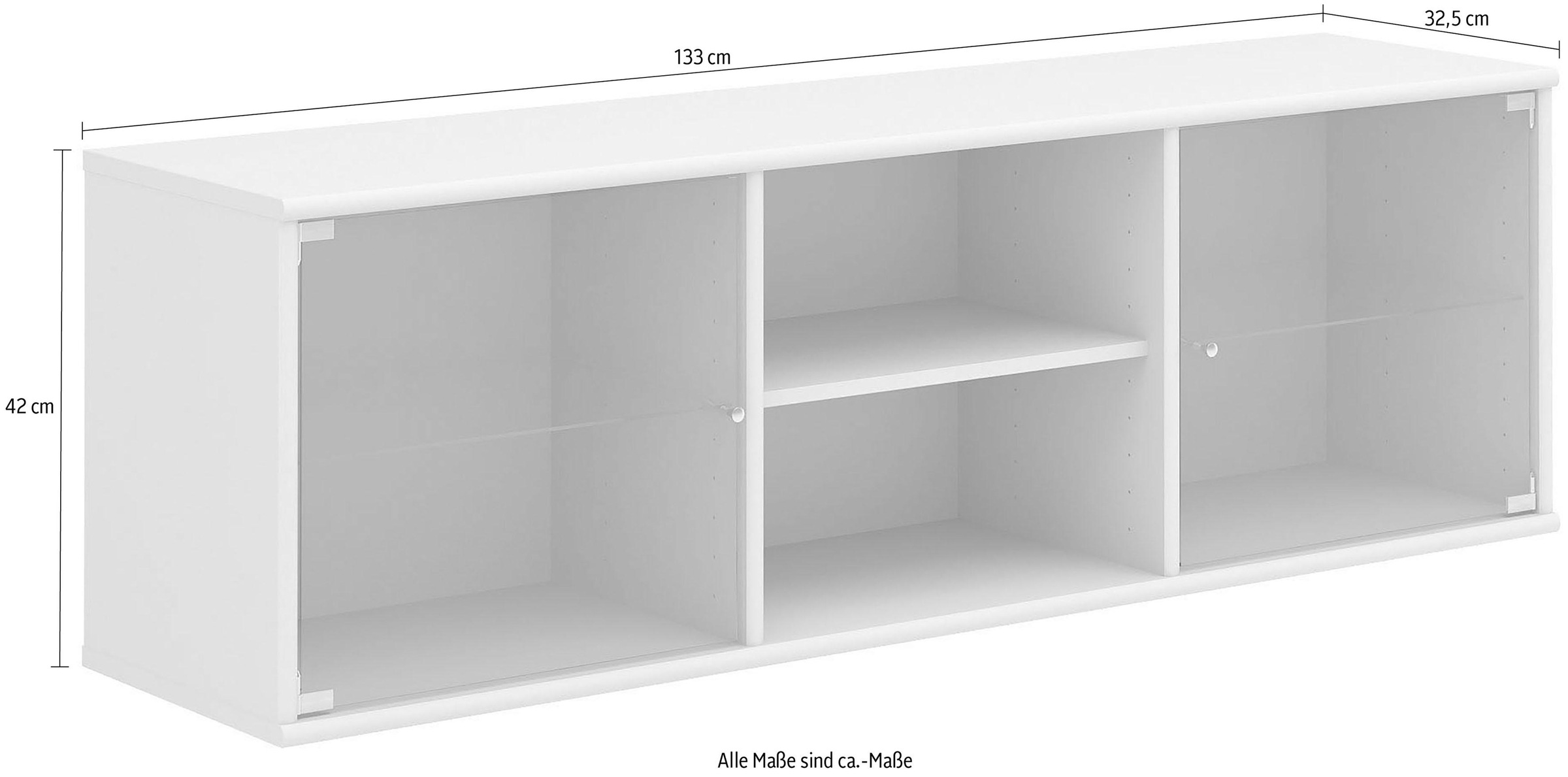 Hammel Furniture Lowboard »Mistral, Hochwertig Schrank, hängend/stehend montierbar«, mit zwei Glastüren, B: 133 cm, anpassungsbar Designmöbel