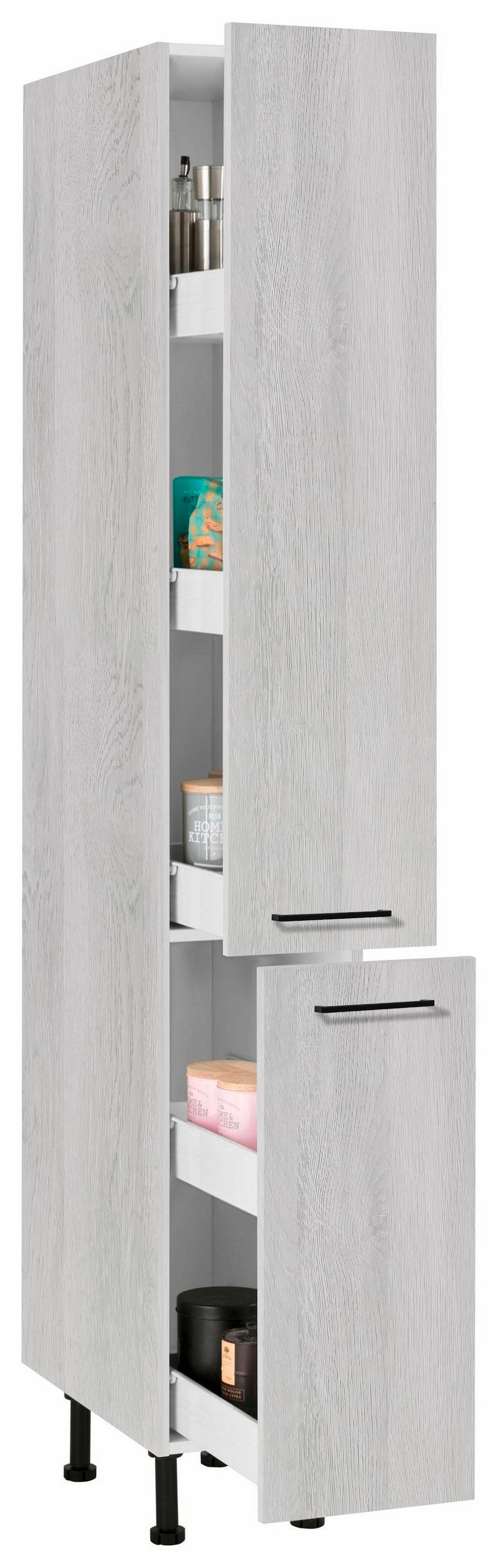 wiho Küchen Apothekerschrank »Nisos«, 30 cm breit, Soft-Close in Schubladen, verstellbare Füße, ohne Platte