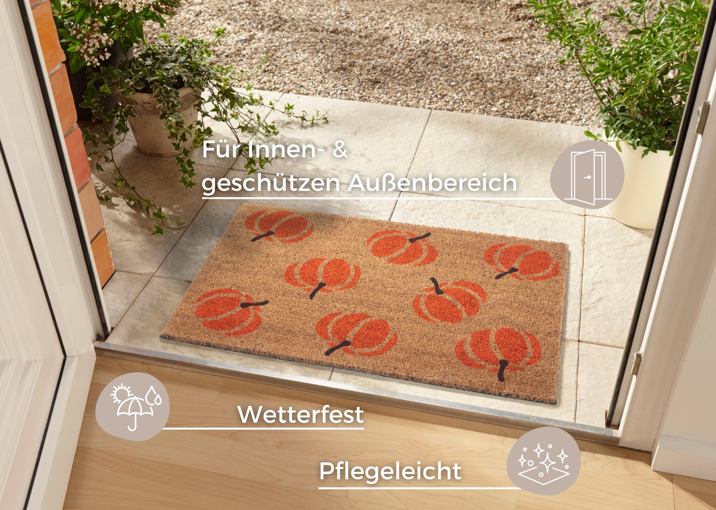 HANSE Home Fußmatte "Mix Mats Kokos Pumpkins, Türmatte" rechteckig 15 mm Hö günstig online kaufen