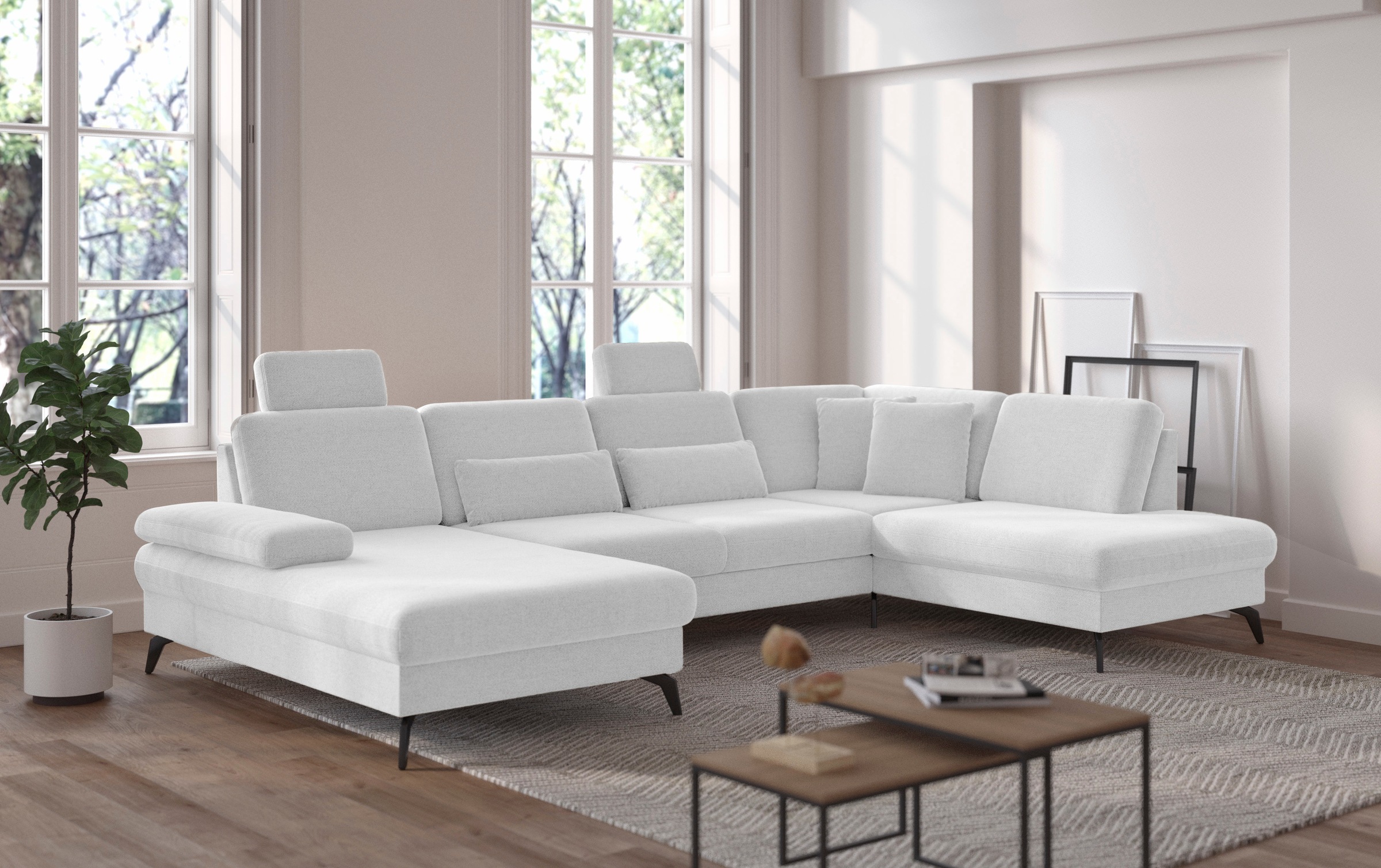 sit&more Wohnlandschaft »Morris U-Form, inkl. Sitztiefenverstellung«, wahlweise mit Armteilverstellung, Bettfunktion & Bettkasten