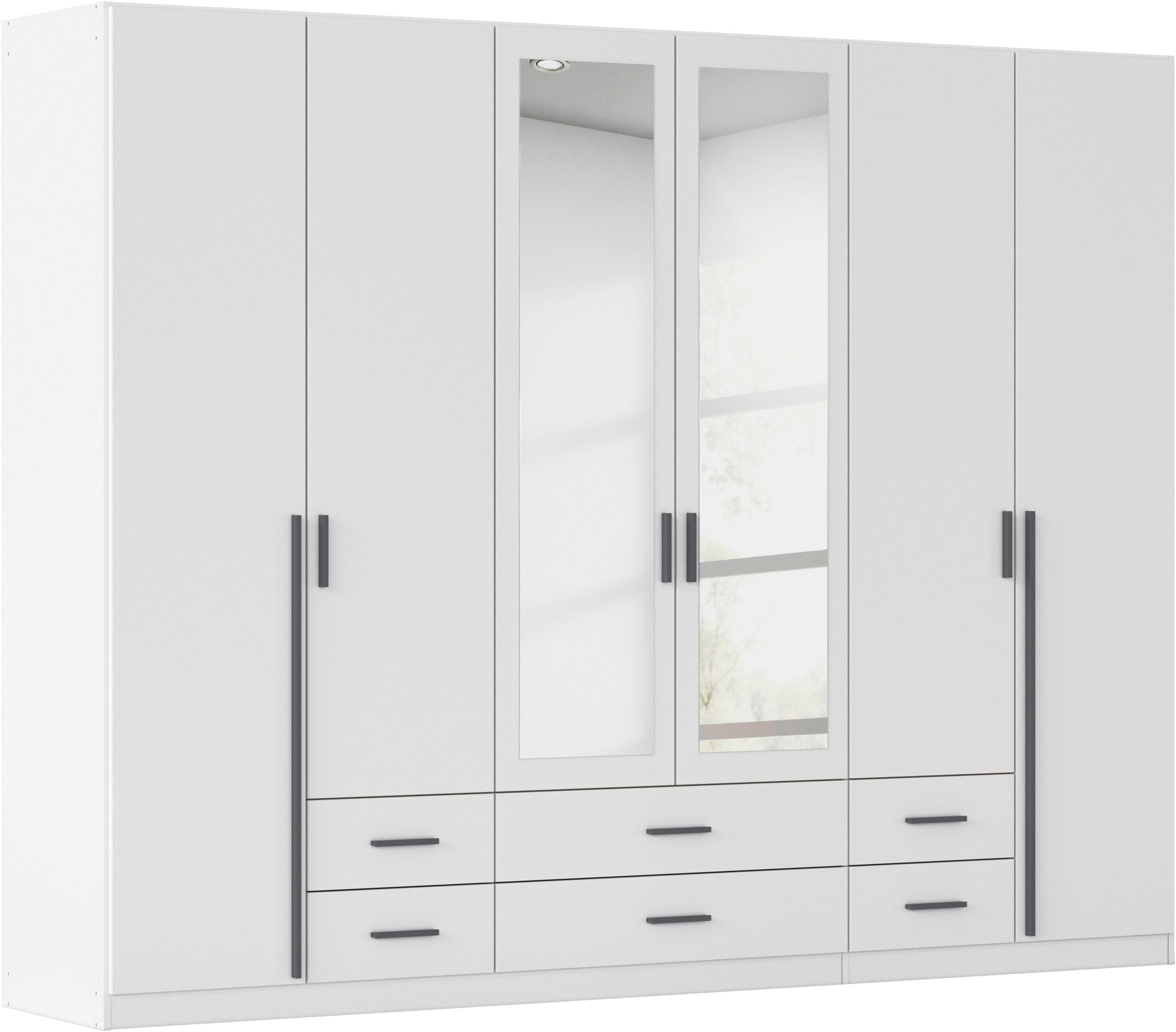 rauch Kleiderschrank "Schrank Garderobe Ankleide GAMMA Breiten 91/136/181/226/271/315/360 cm" in 3 Ausstattungen BASIC/CLASSIC/PREMIUM (inkl. SOFT-CLOSE-Funktion), verschiedene Griff-Varianten, mit Spiegel TOPSELLER MADE IN GERMANY